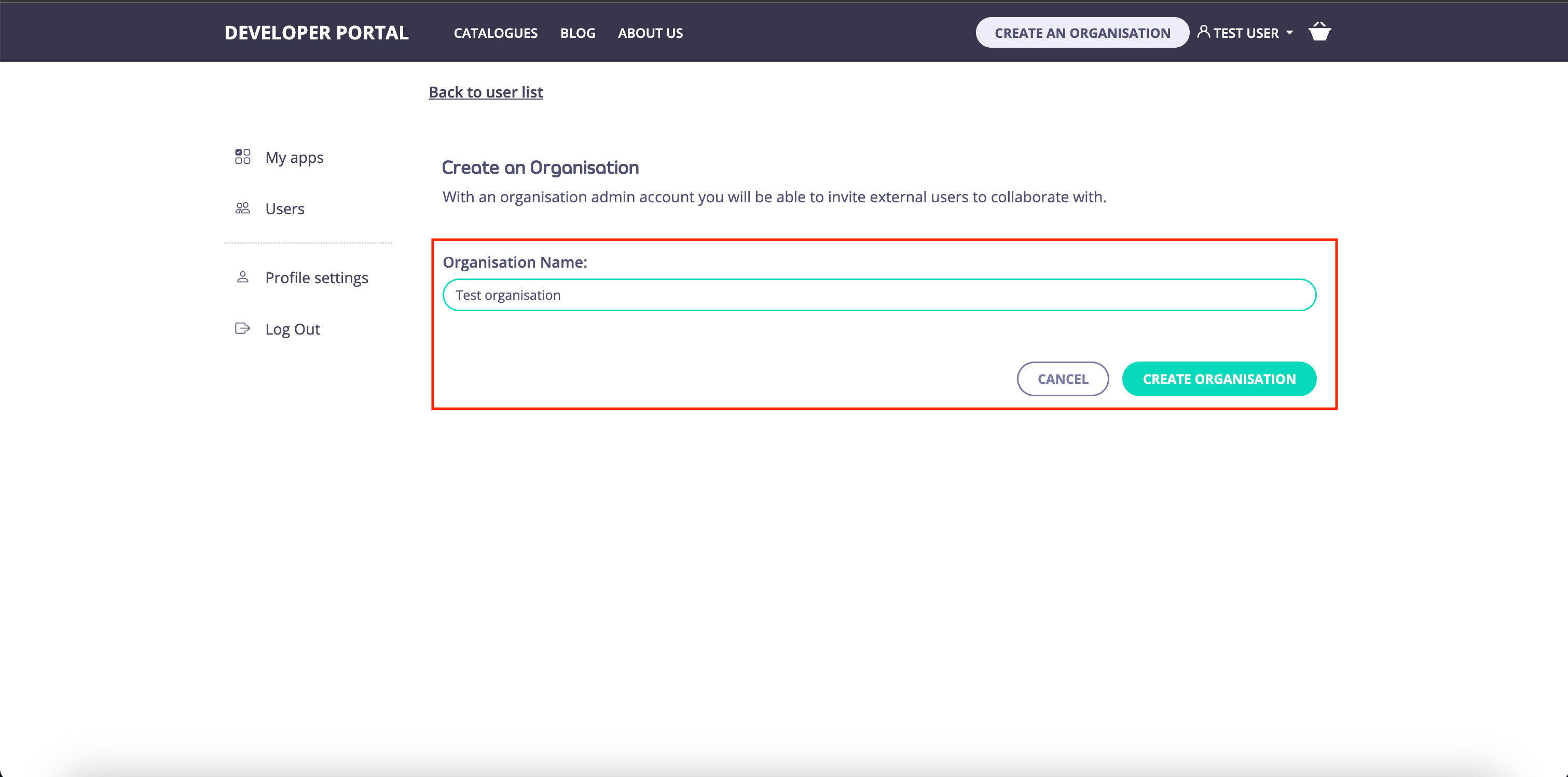 Specify name of the Organisation