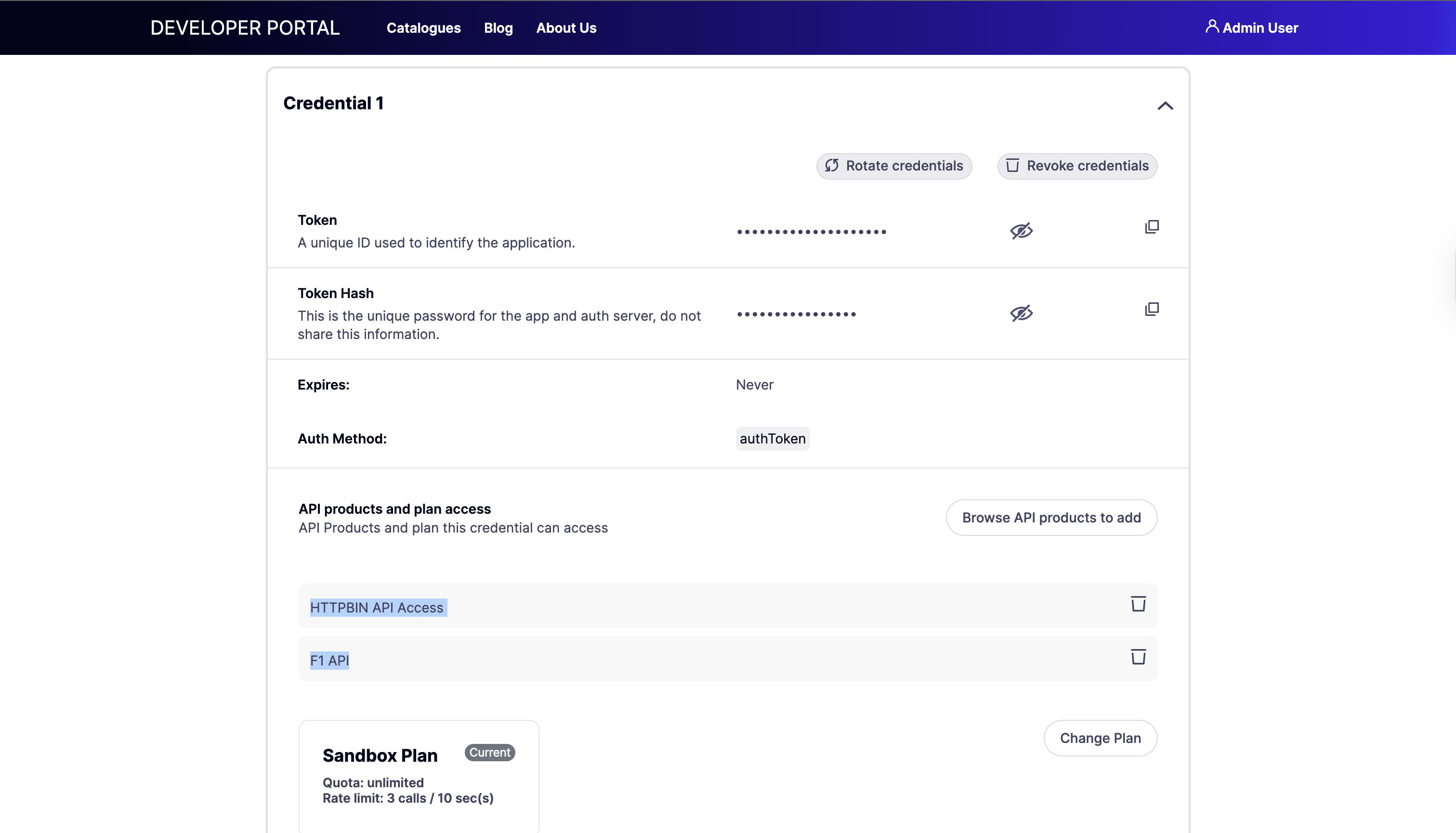 single credentials multiple api products