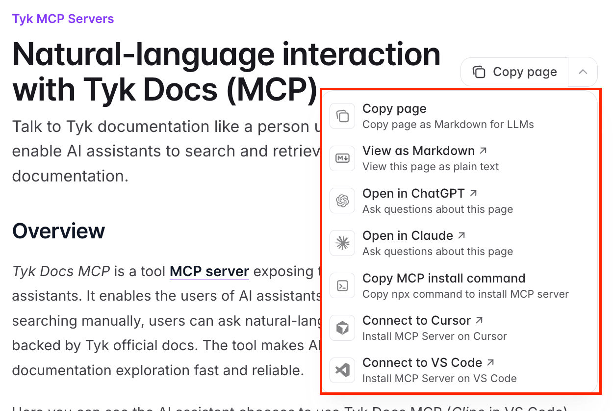 Mintlify Context Menu Options