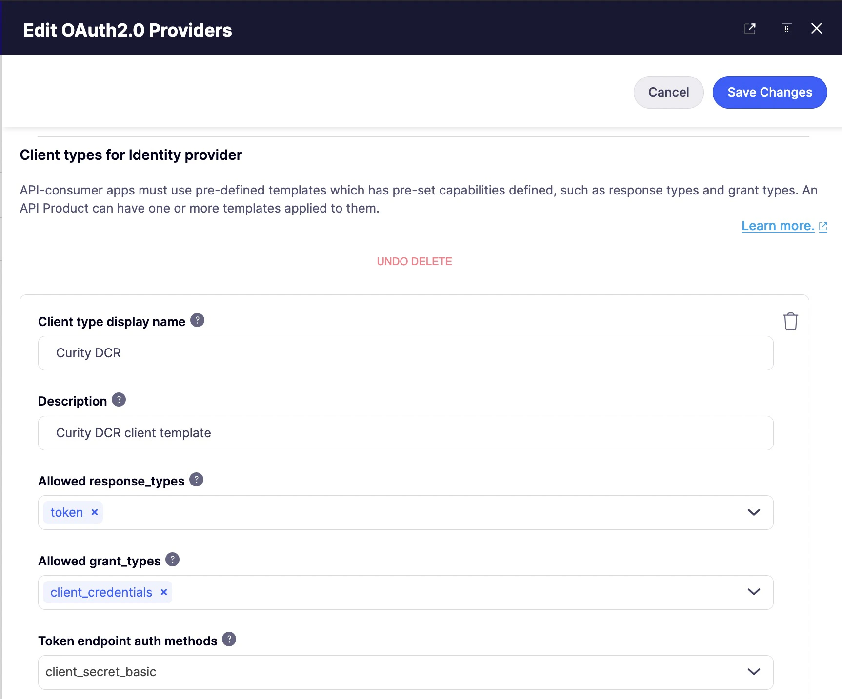 Configure a client type