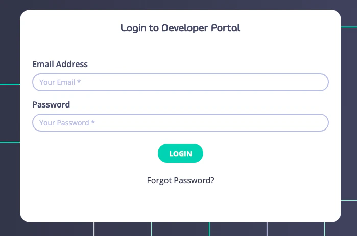 Portal login screen showing the login form with username and password fields