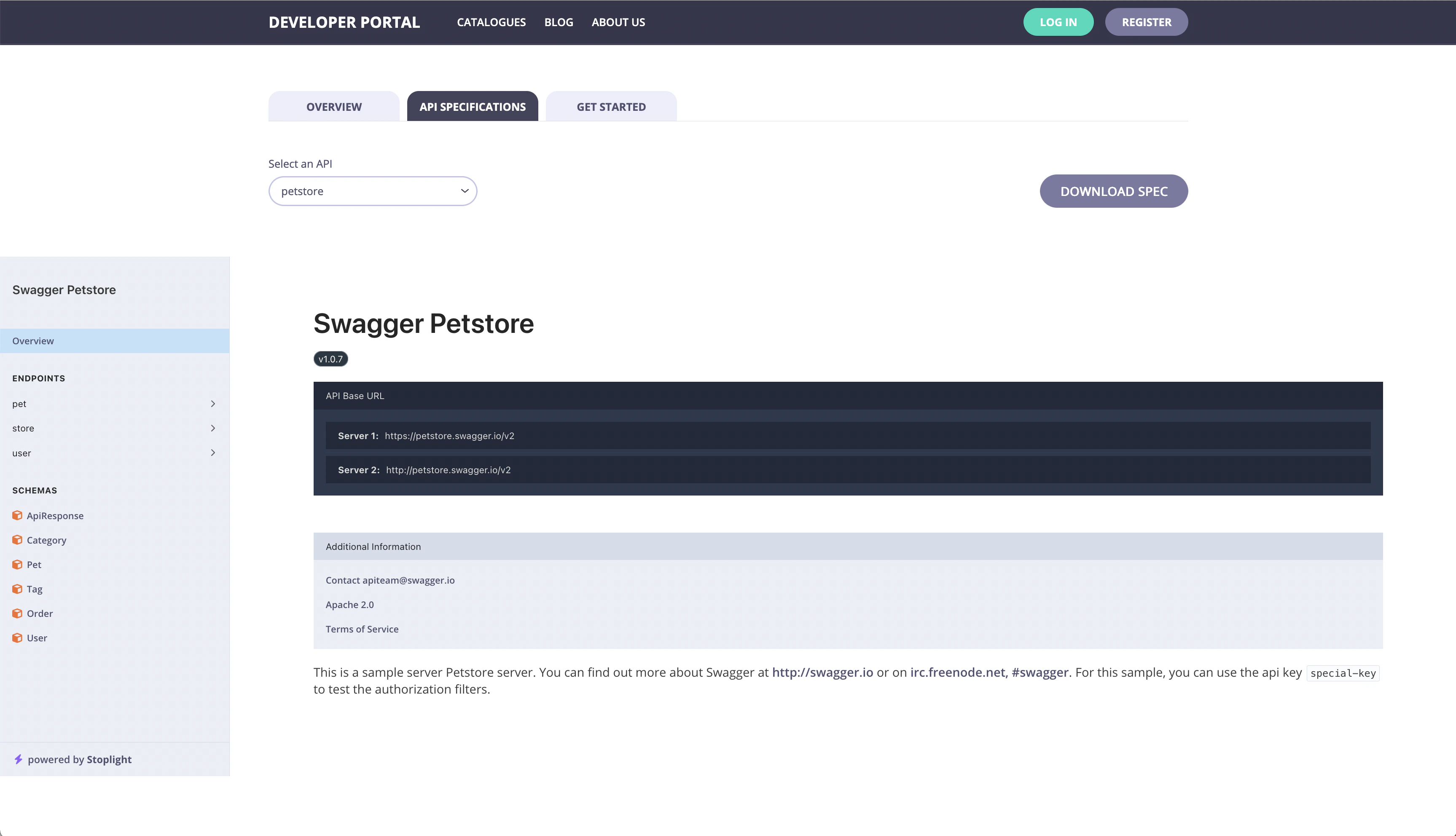 A Documentation-only Product in the Live Portal