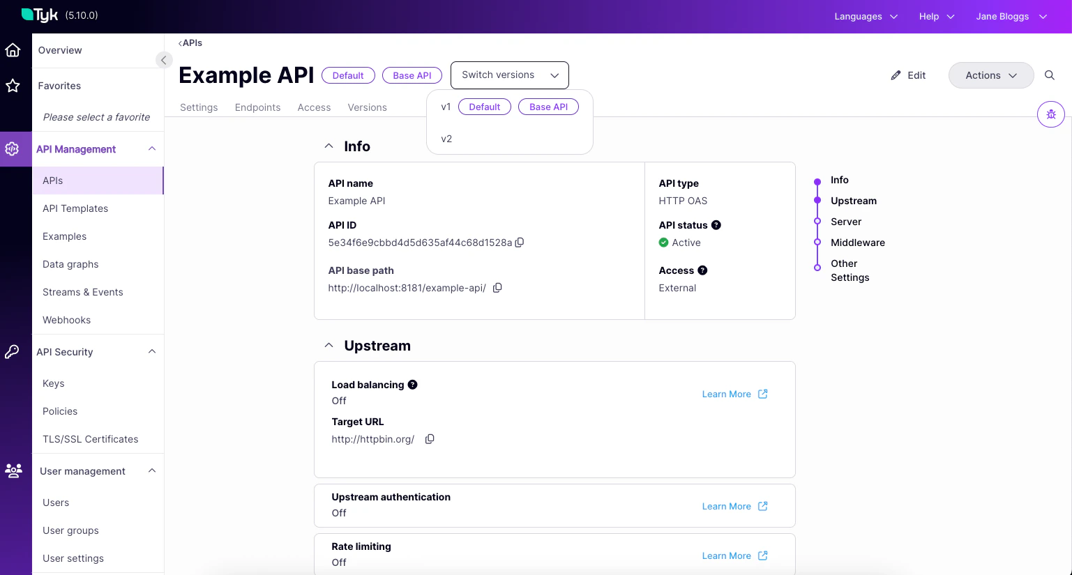 Choose between API versions in the API designer