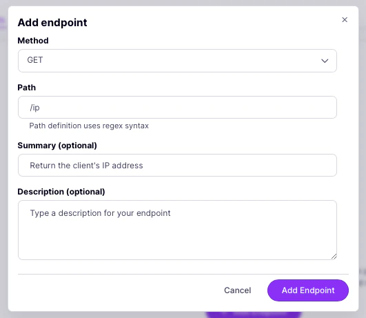 Provide the details of the new endpoint