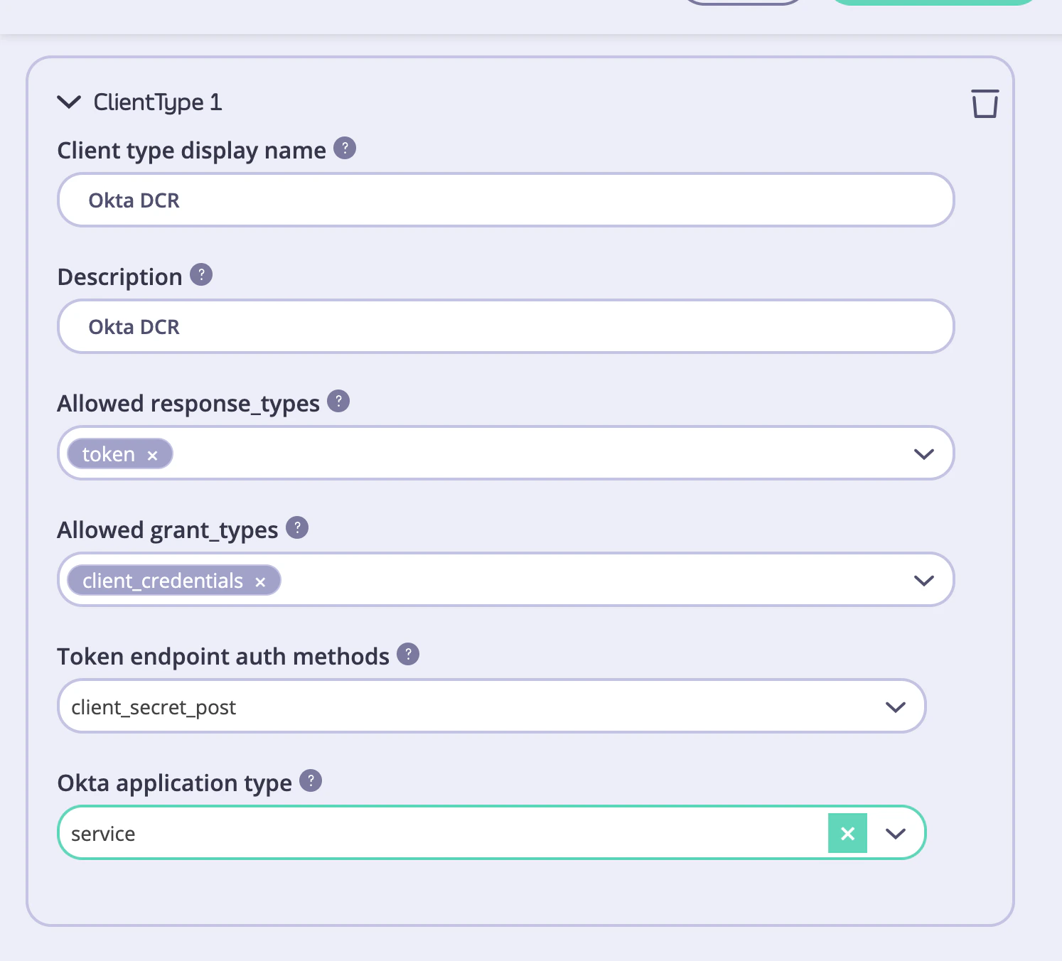 Configure a client type