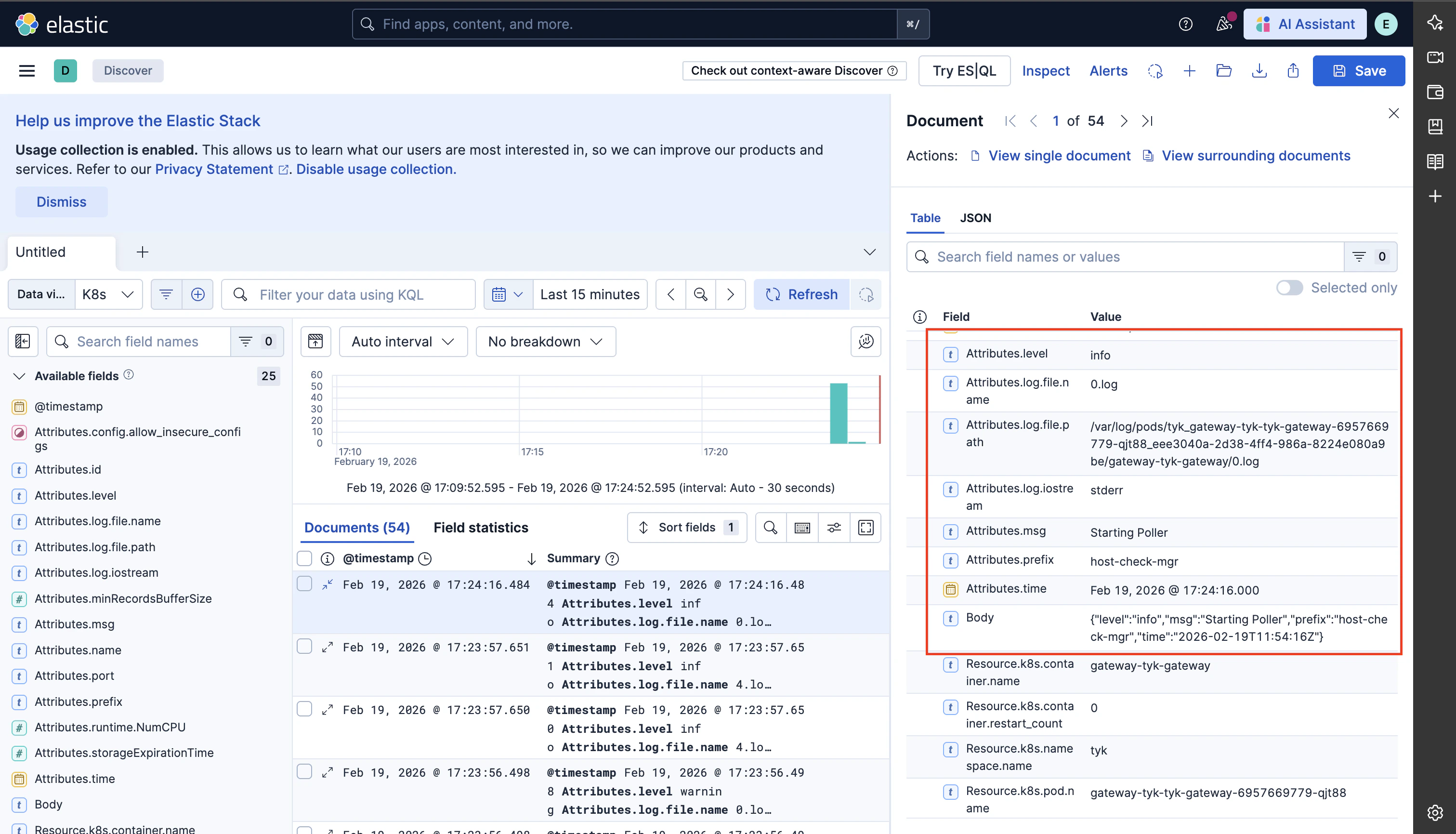 Gateway logs in Elasticsearch