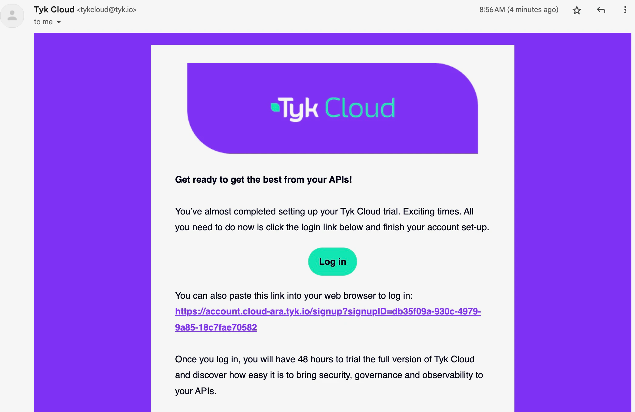 Create Account View Email