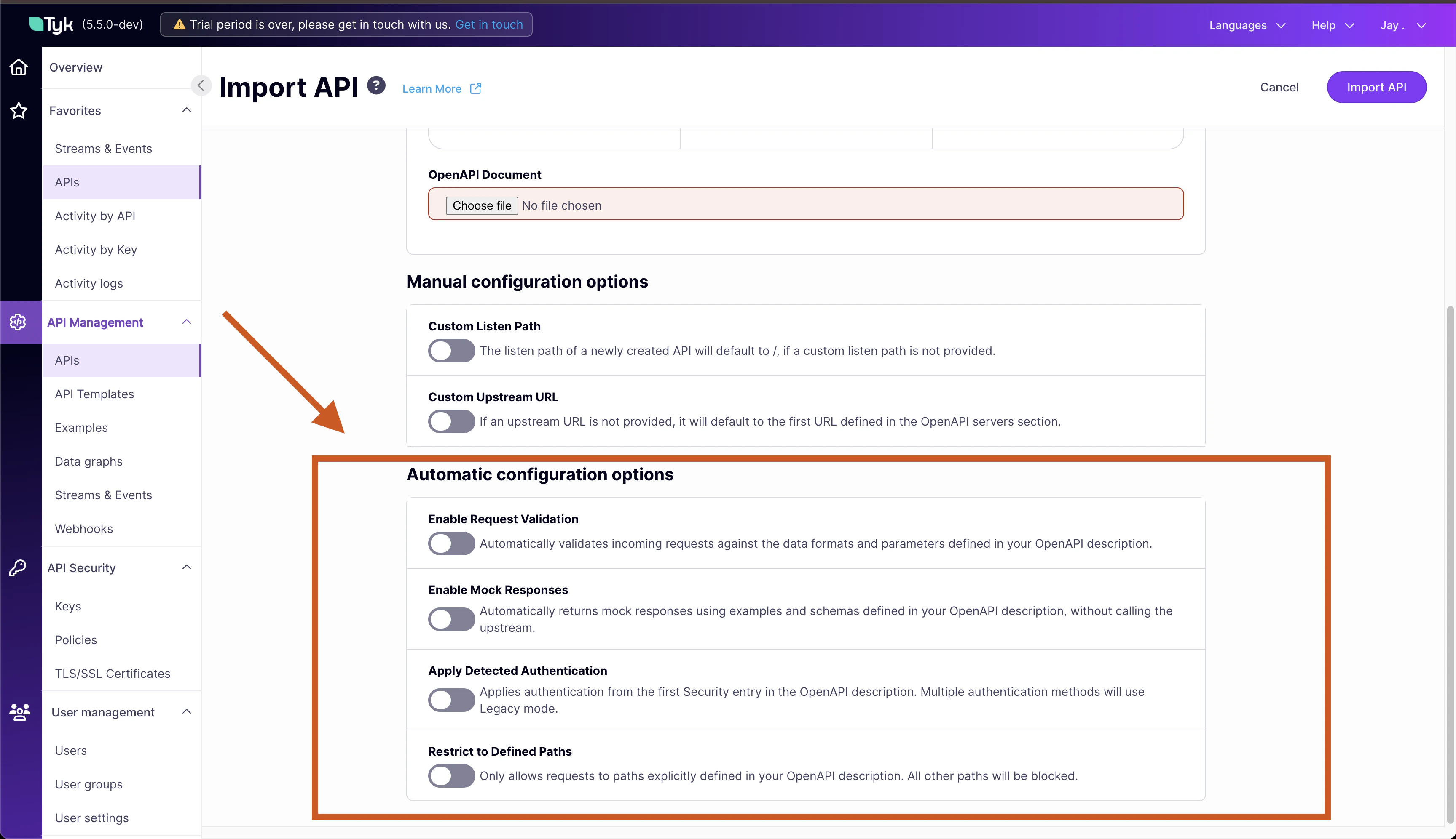 Configuring the listen path and upstream URL