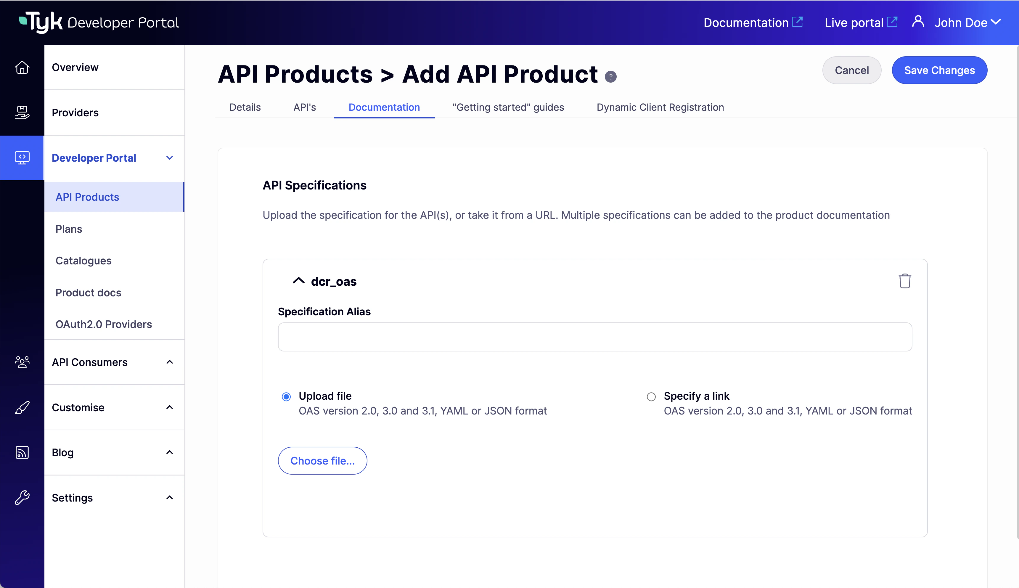 Add API Specifications