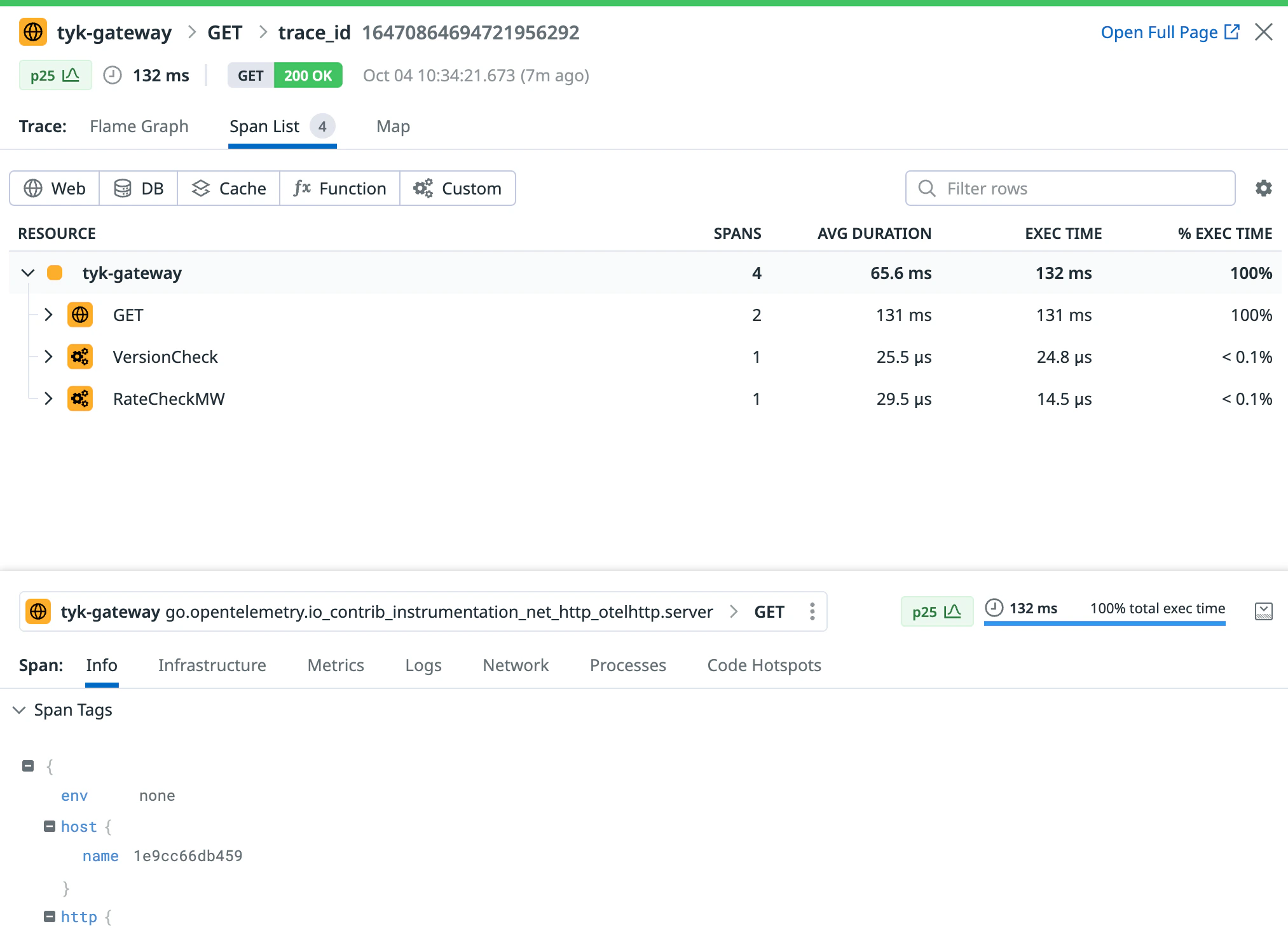 Tyk API Gateway spans in Datadog