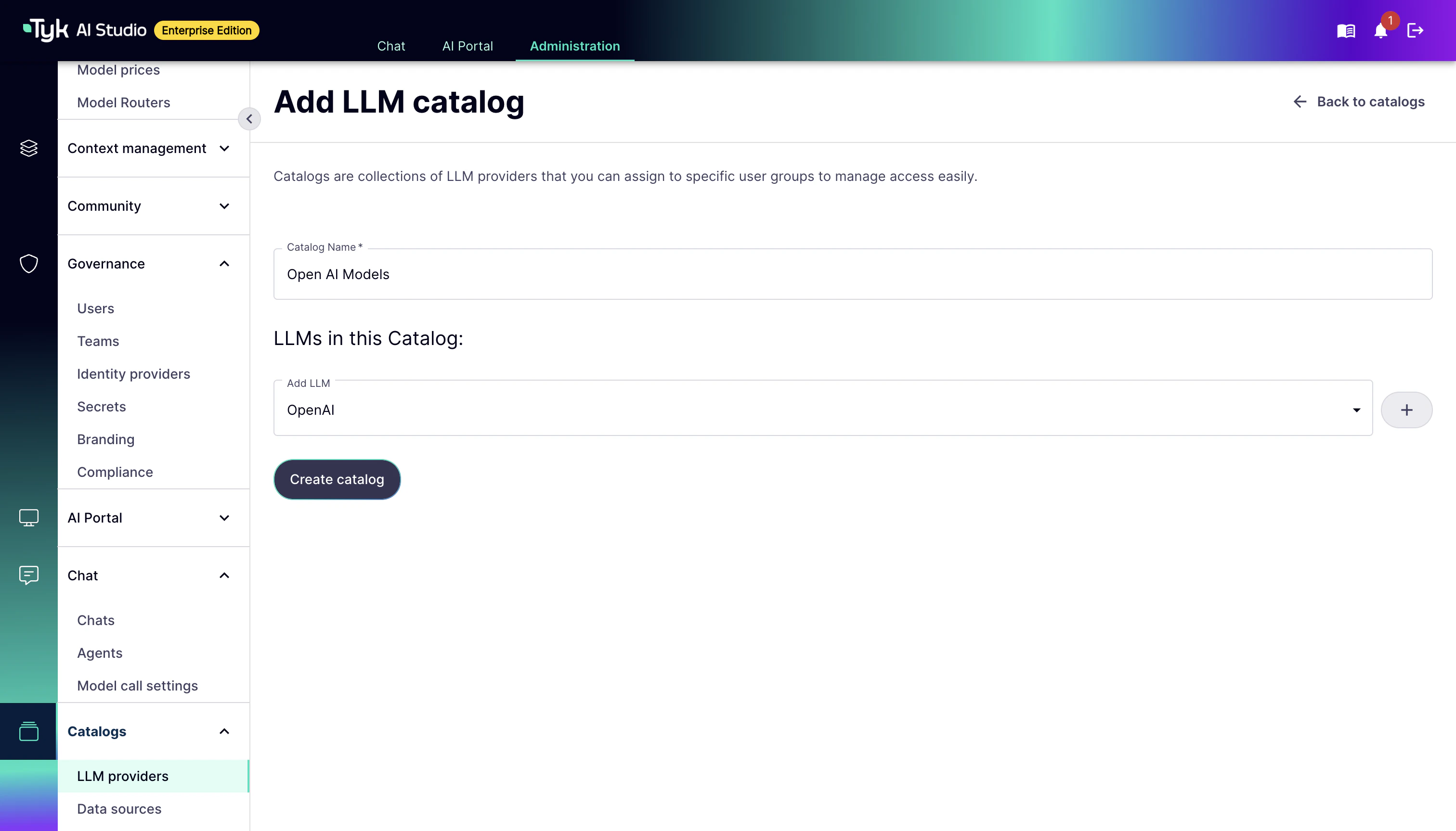 Add LLM Catalog Form