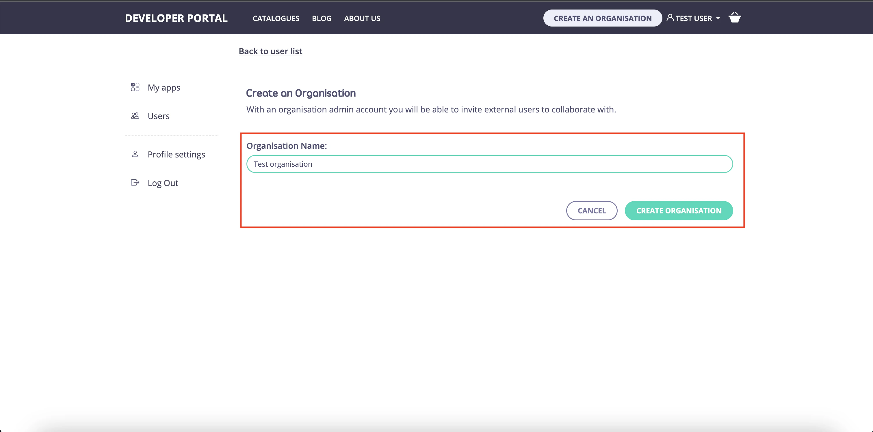 Specify name of the Organisation