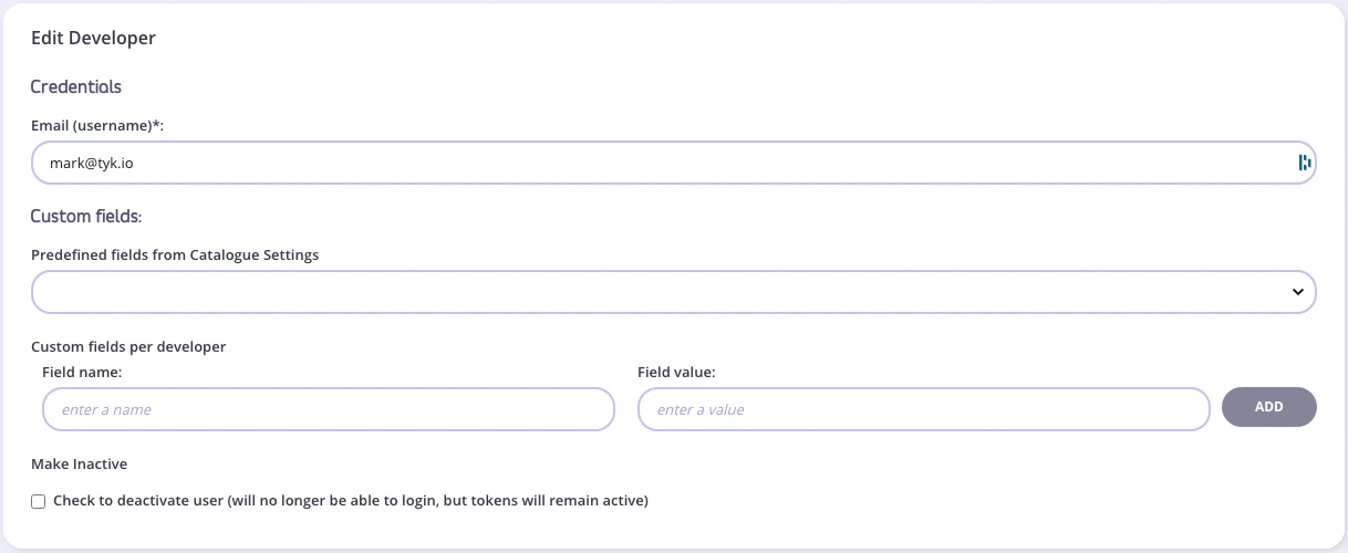 Developer edit form