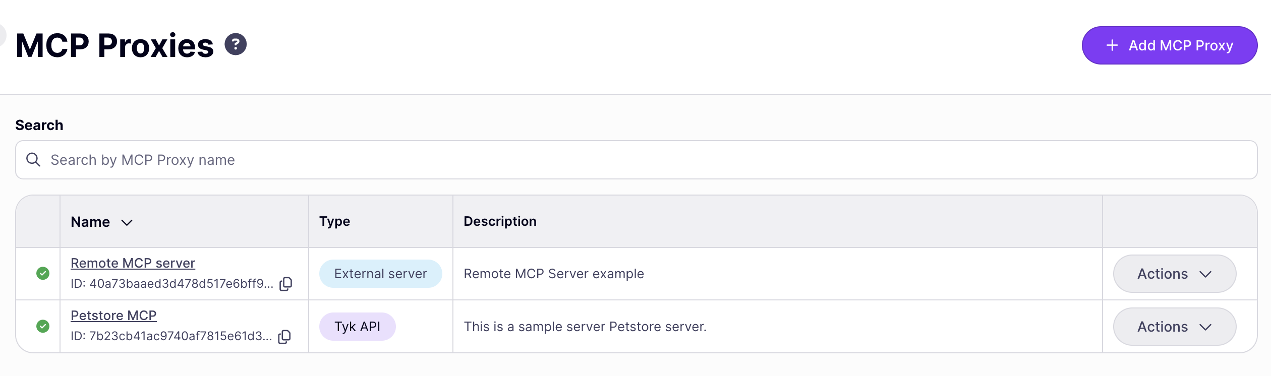 MCP proxy list