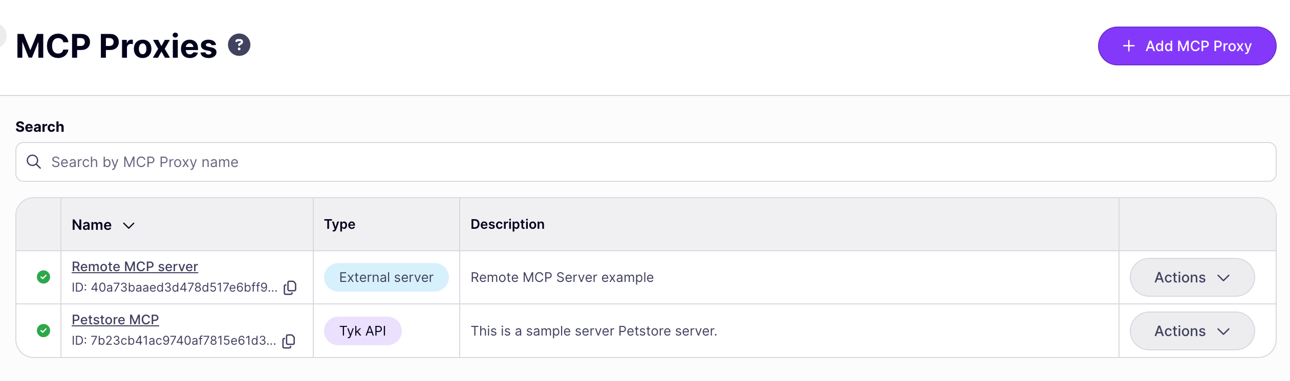 MCP proxy list