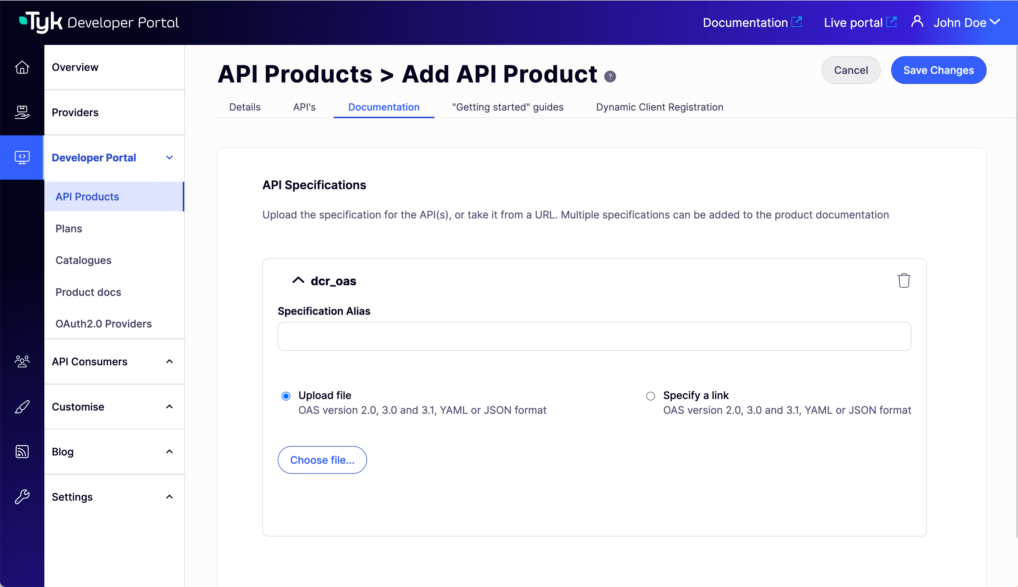 Add API Specifications