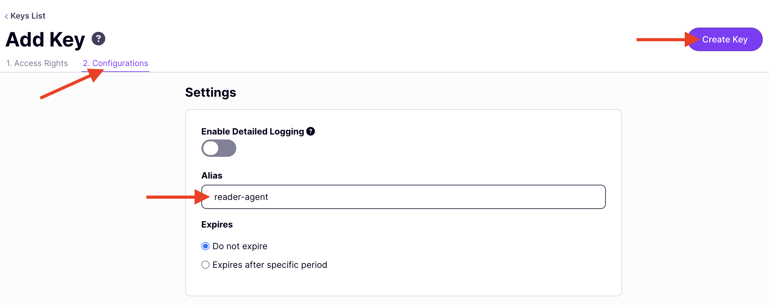 Set alias and create key