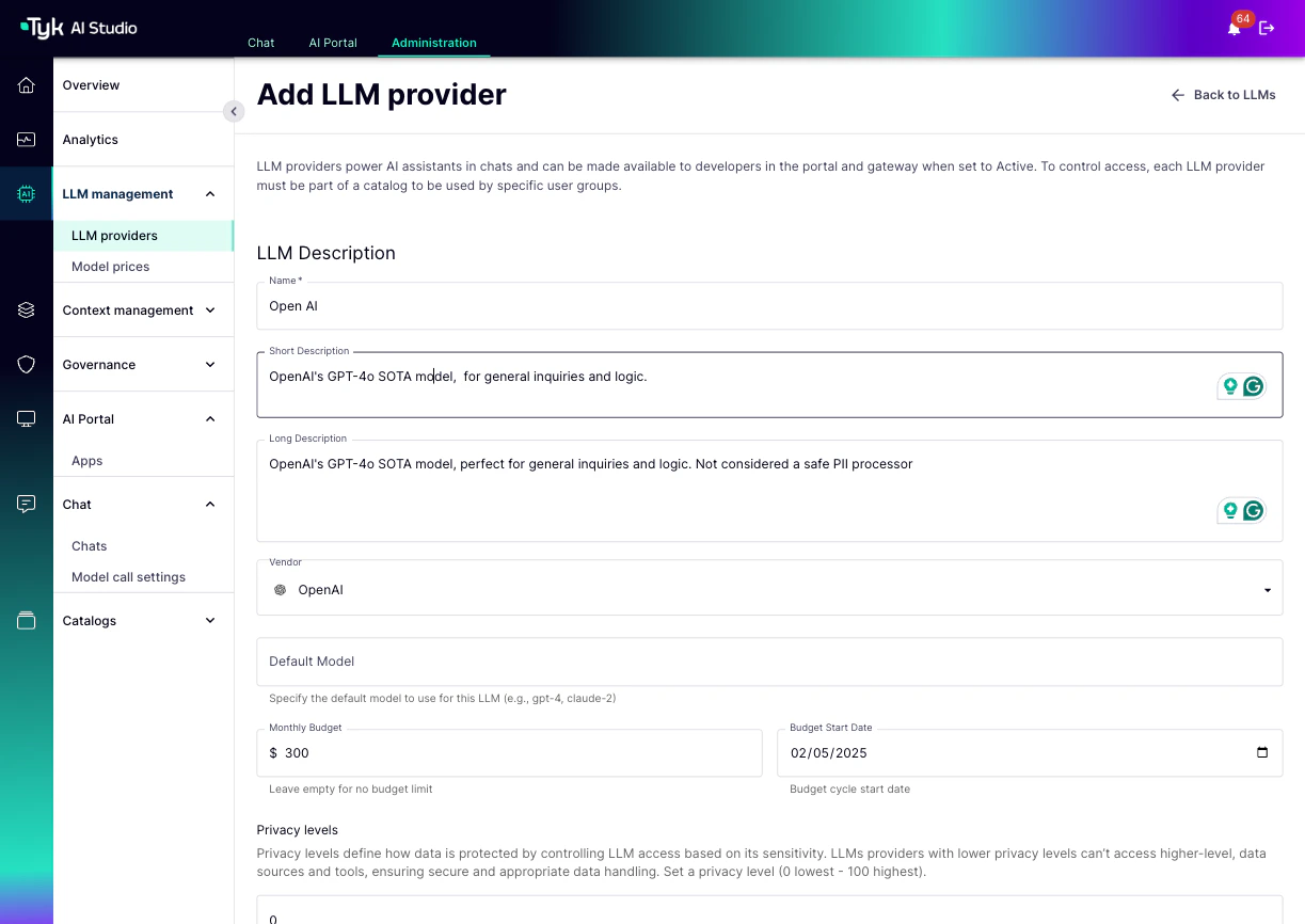 LLM Provider Config