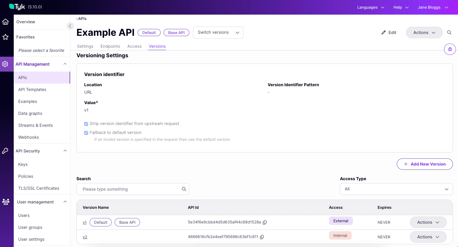 Manage the different versions of your API