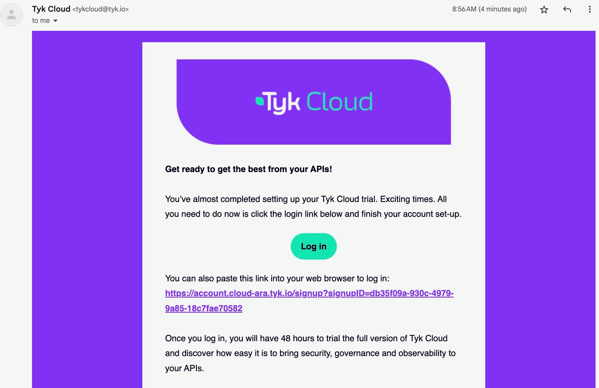 Create Account View Email