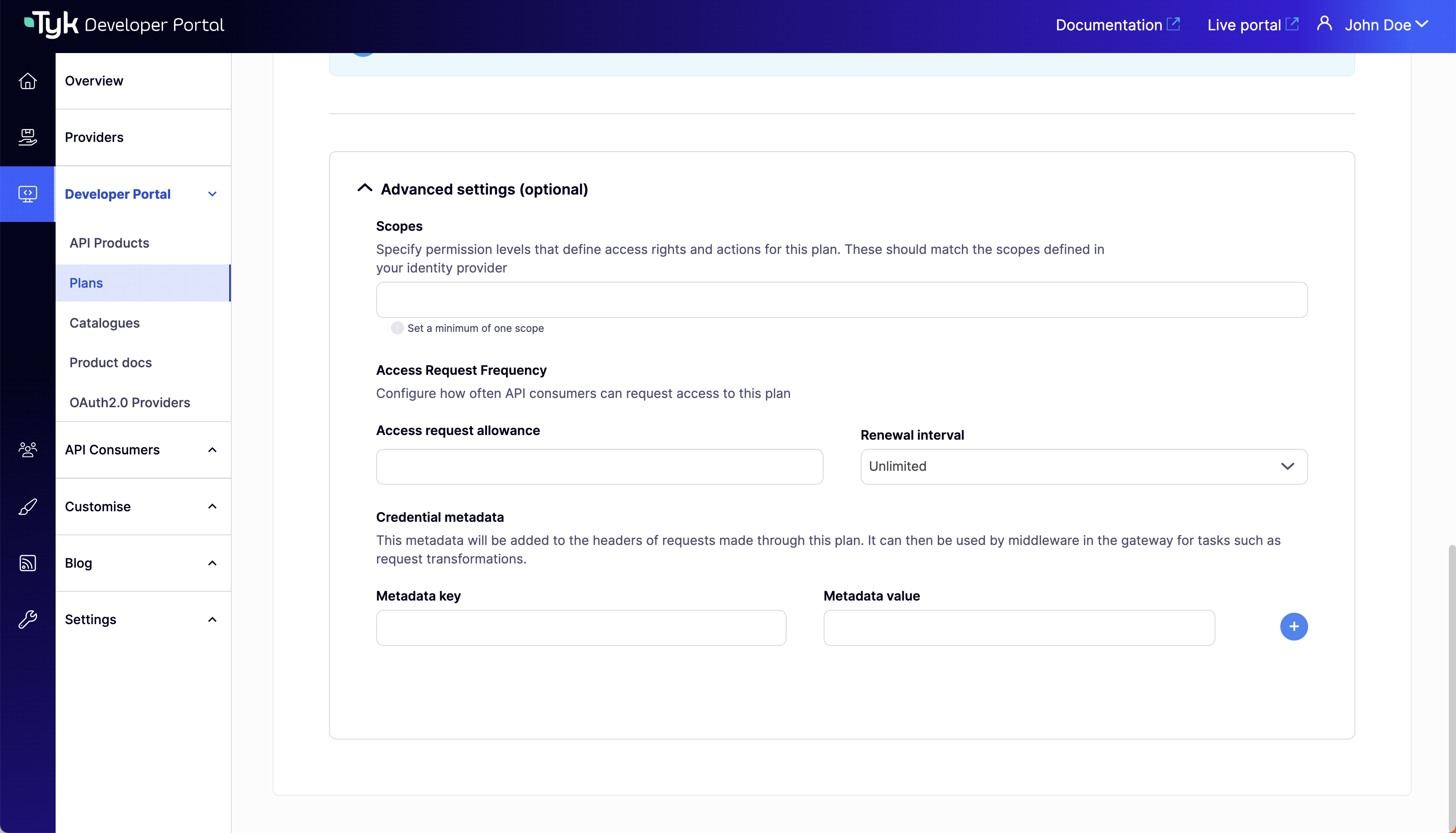 DCR scope configuration in Plan advanced settings