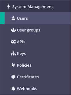 Users menu