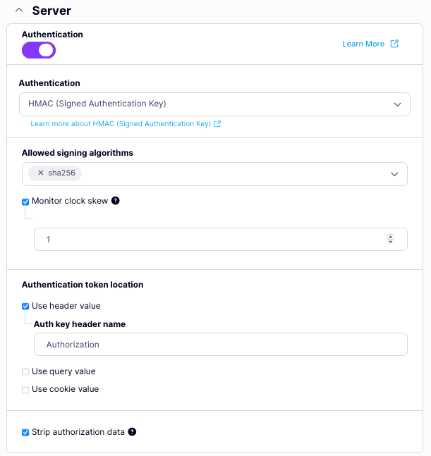 Configuring HMAC request signing