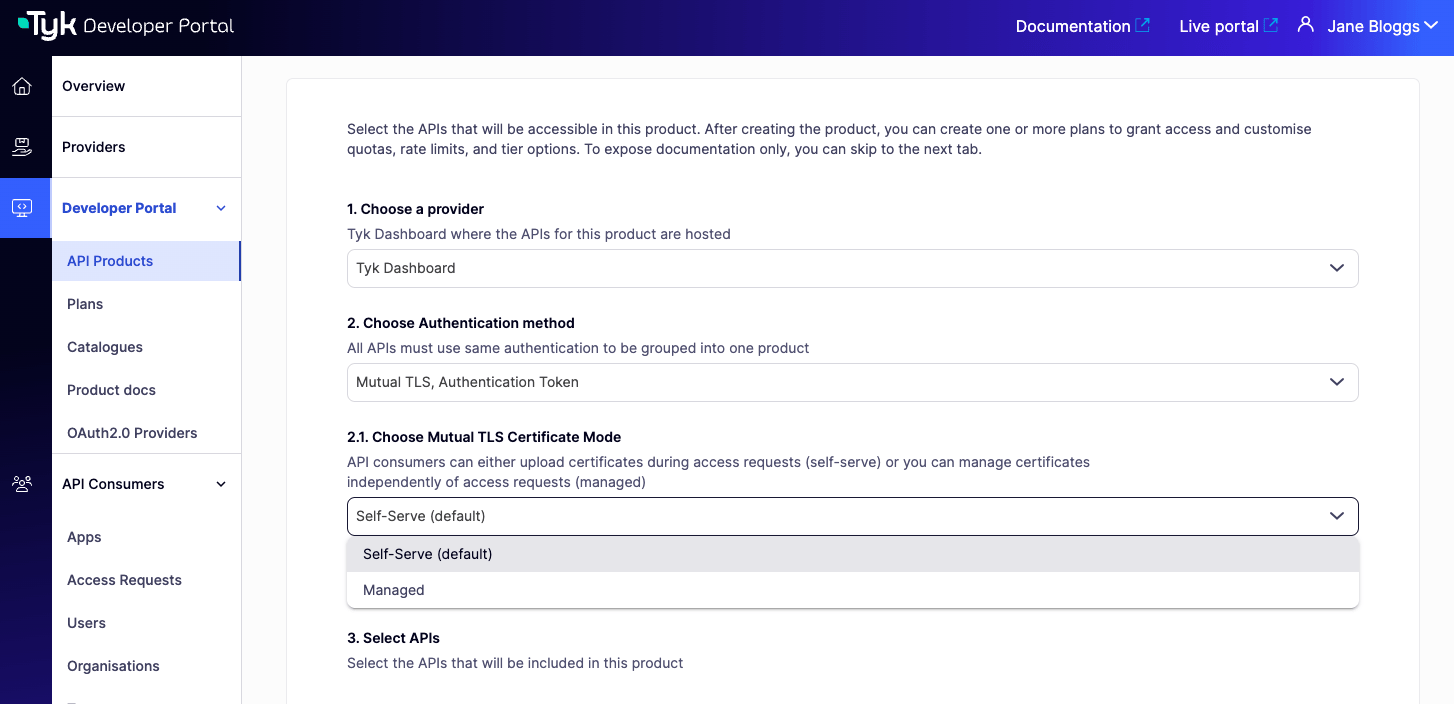 Choosing the certificate management mode for API Products protected by Auth Token with mTLS