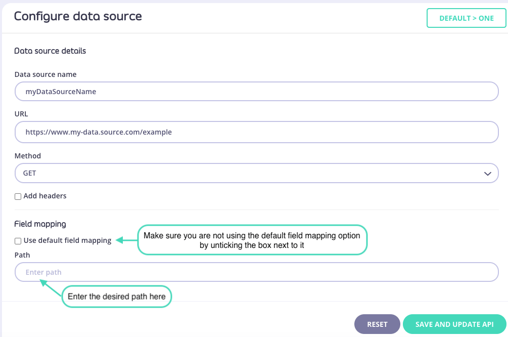 Field mapping UI