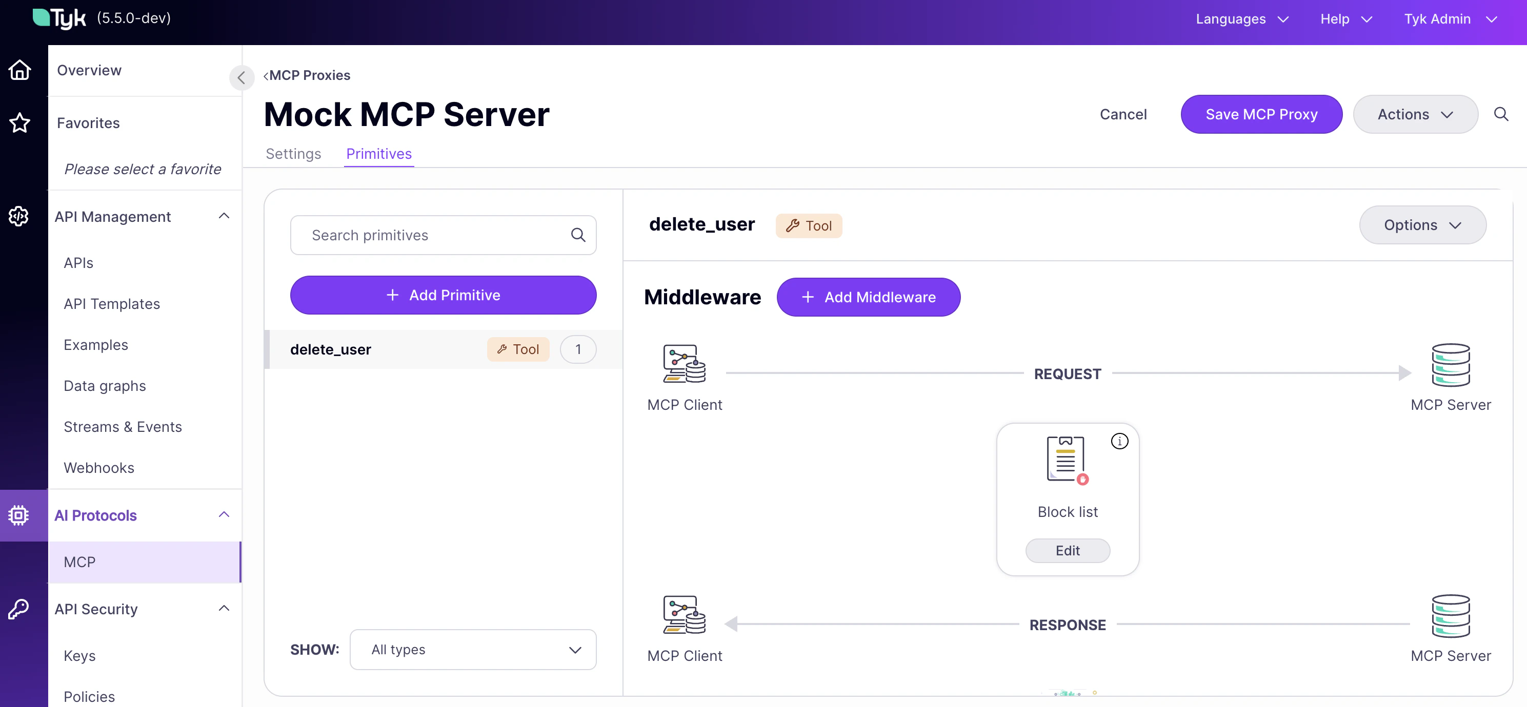 Block middleware selected for delete_user