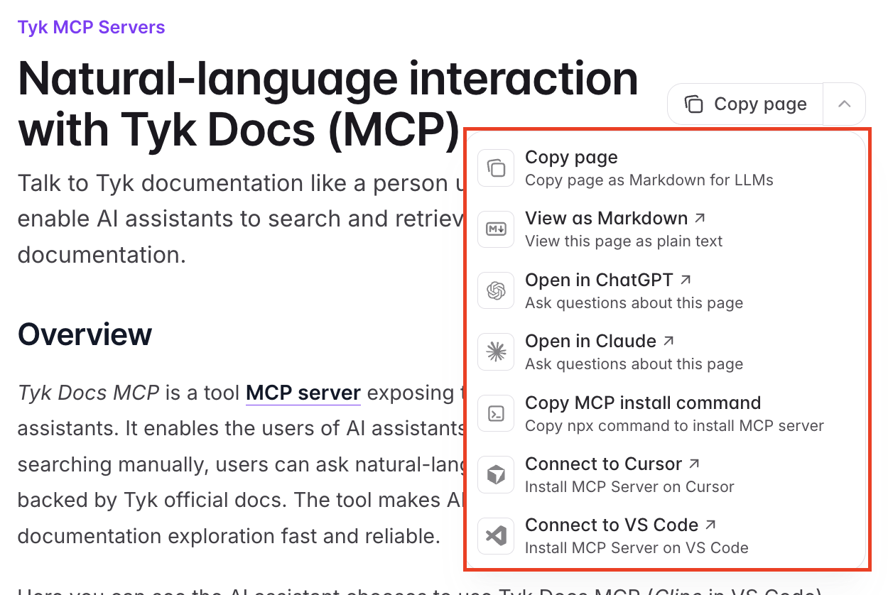 Mintlify Context Menu Options