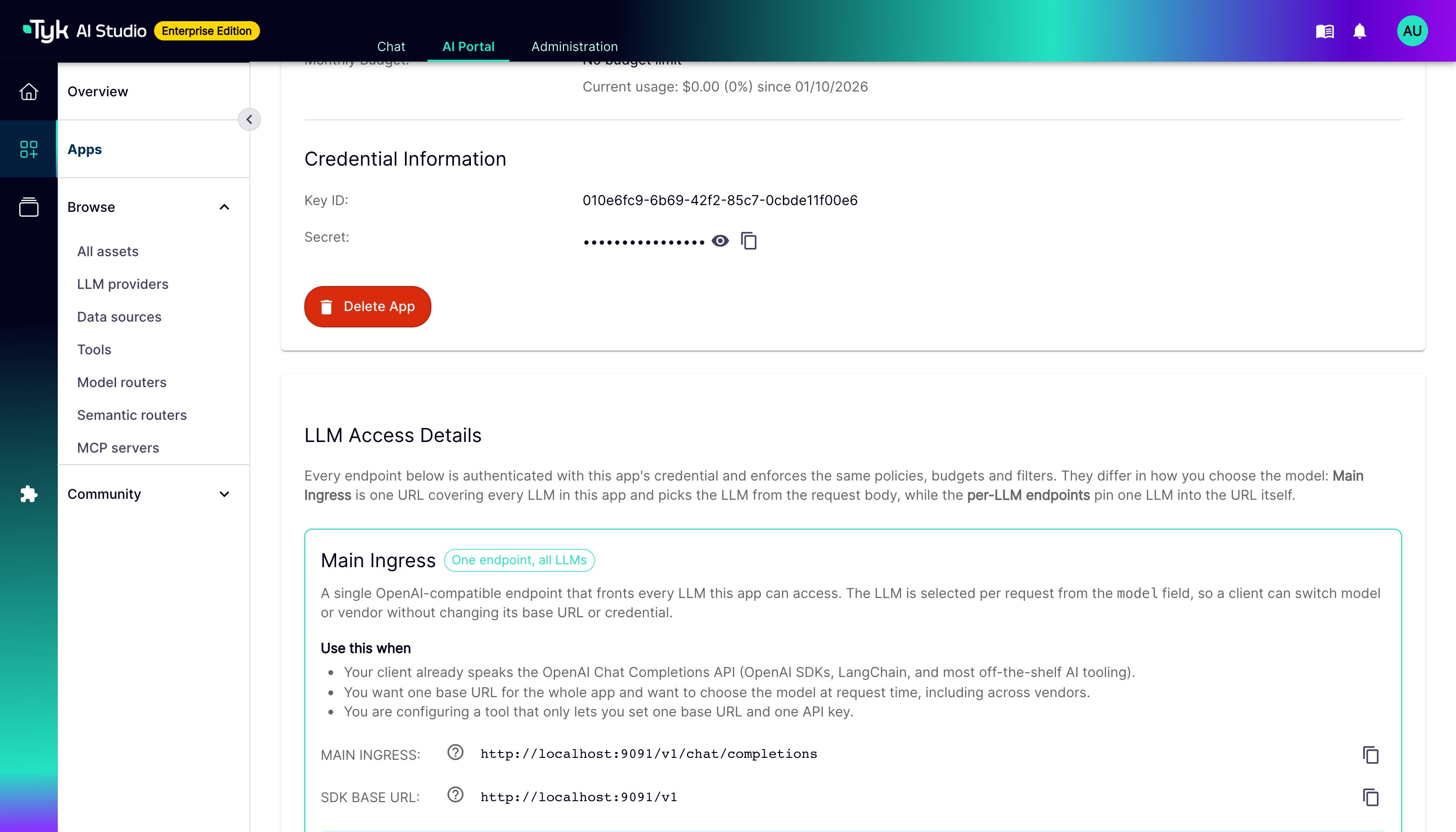 AI Portal View LLM Access Details