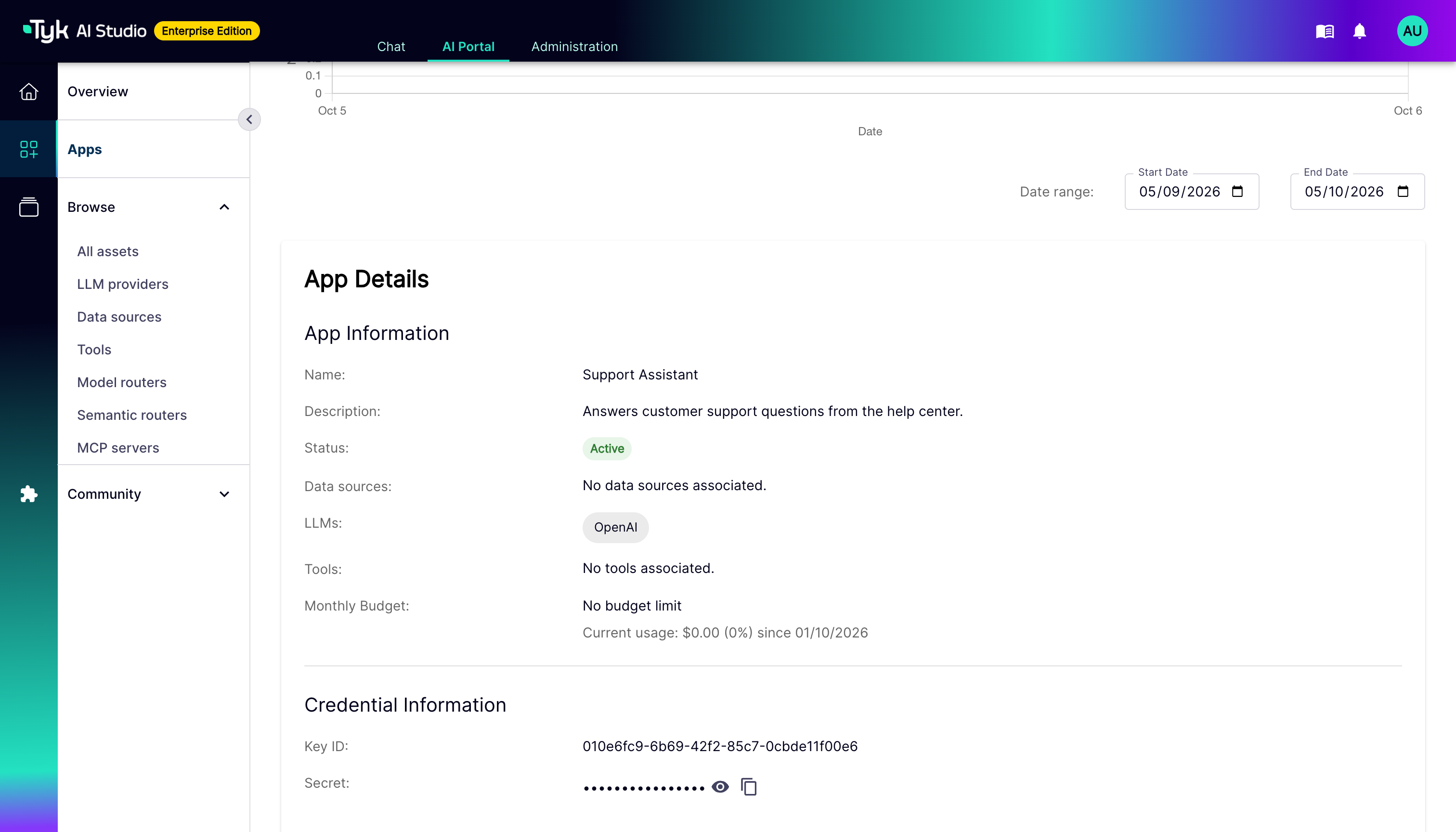 AI Portal View App Credentials