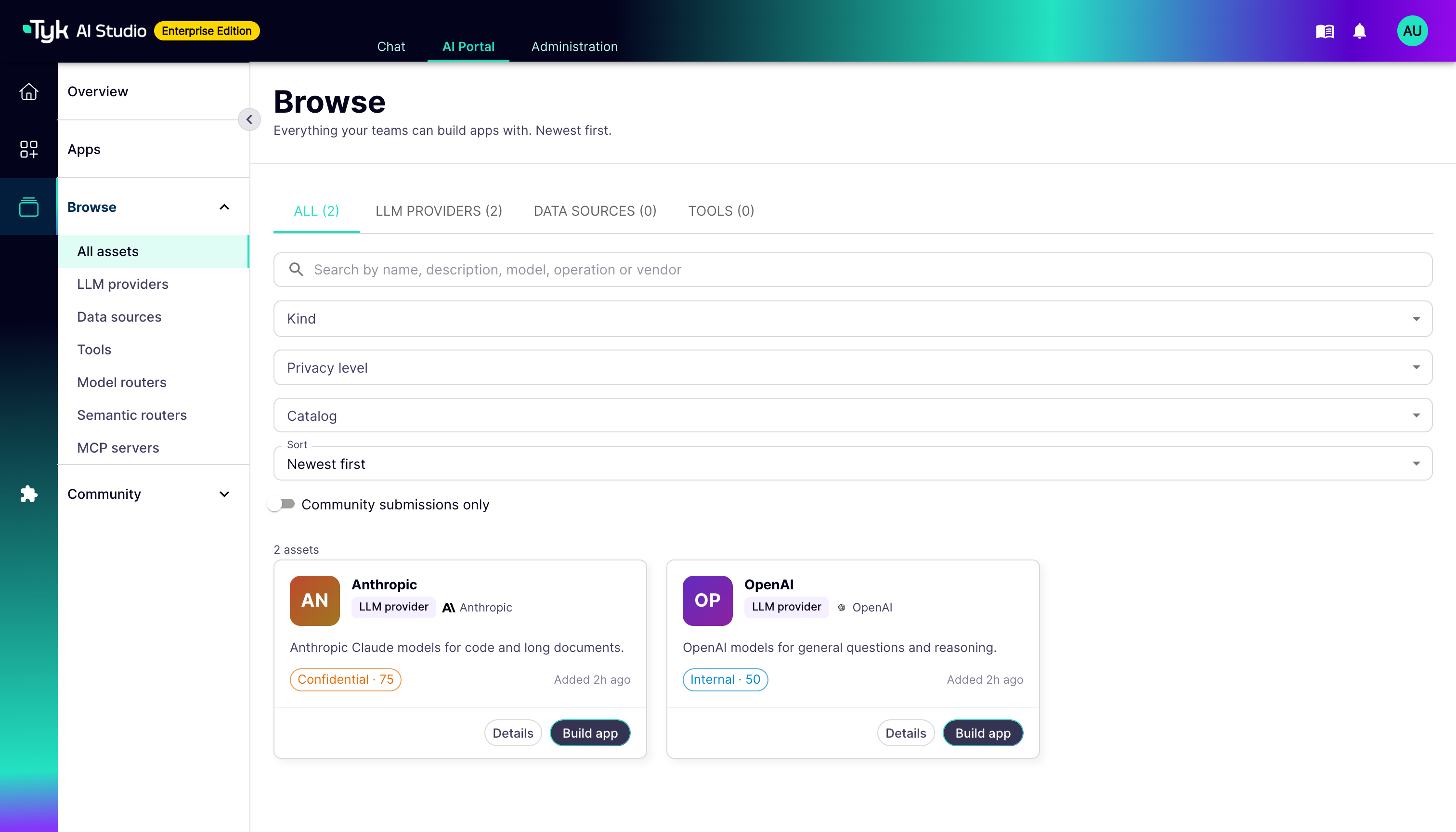 AI Portal Browse page