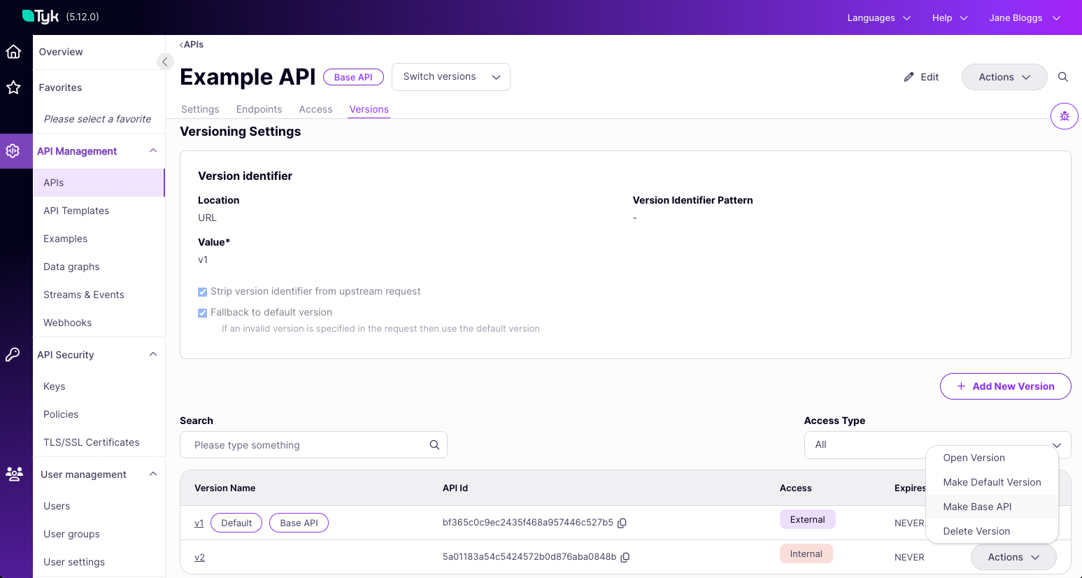 Promote a child API version to become the base API