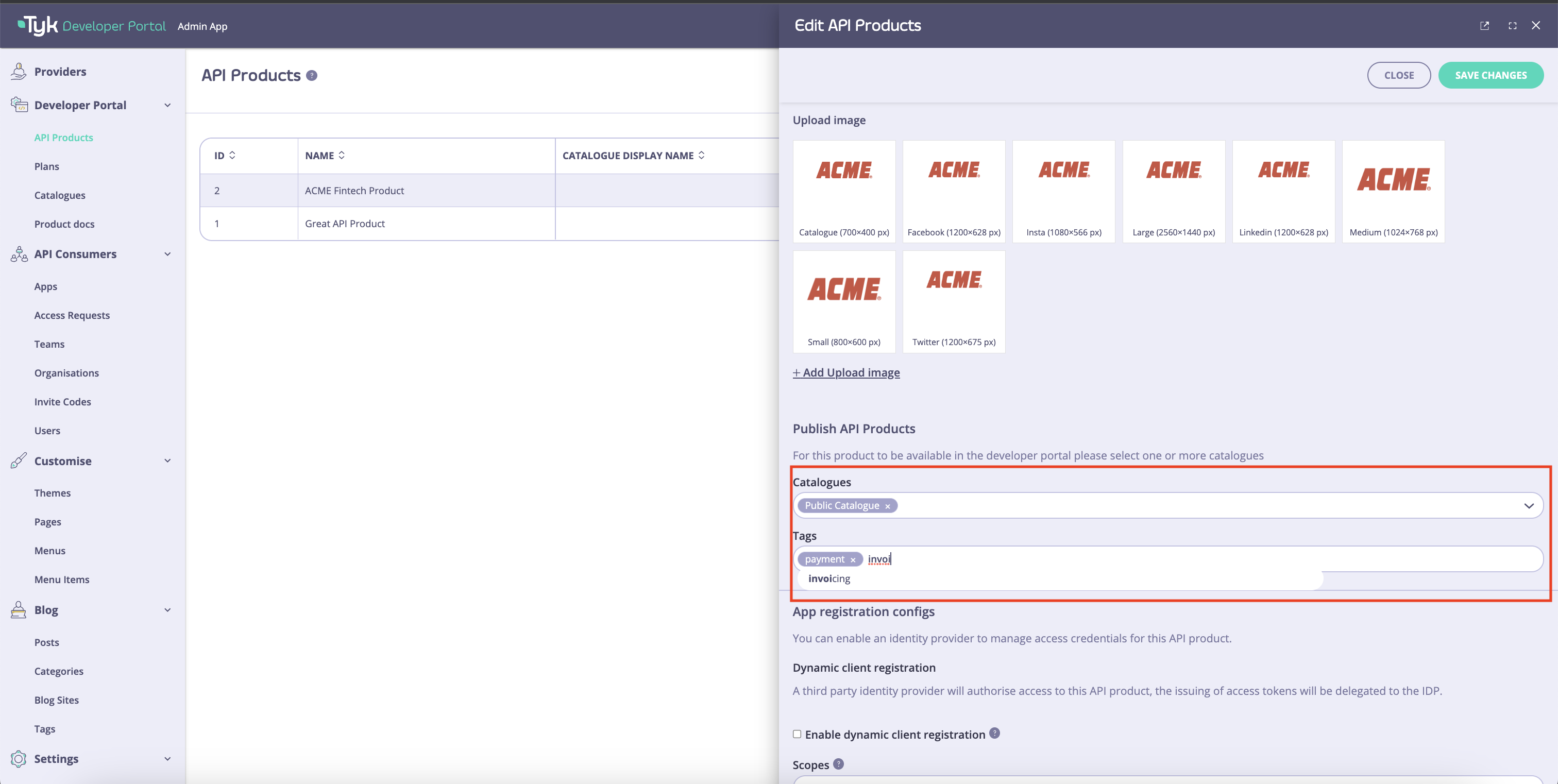 Specify tags for an API Product
