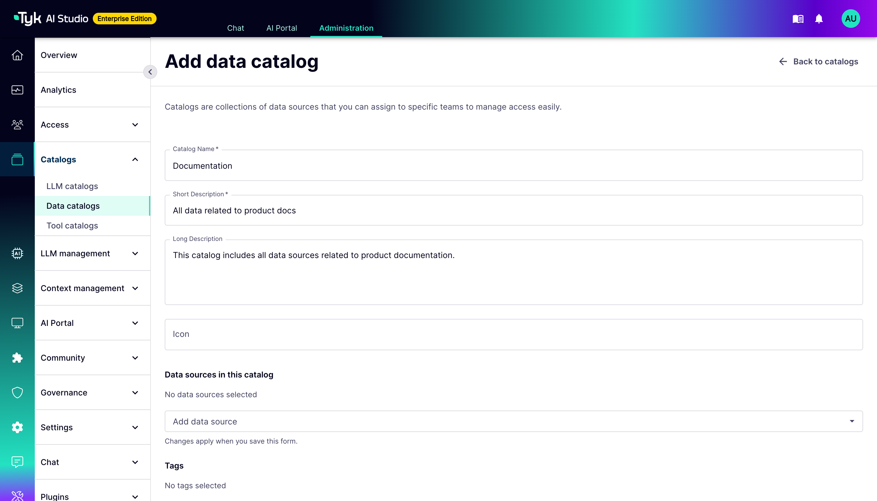 Manage Data Sources in Tyk AI Studio - Tyk Documentation