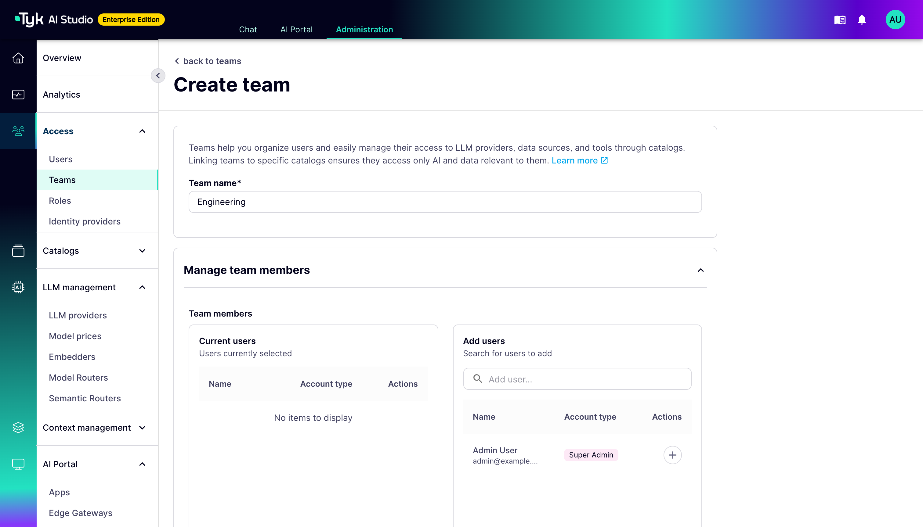 Create Team Form