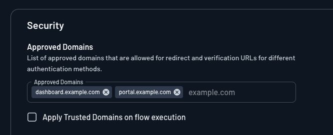 Descope Approved Domains configuration
