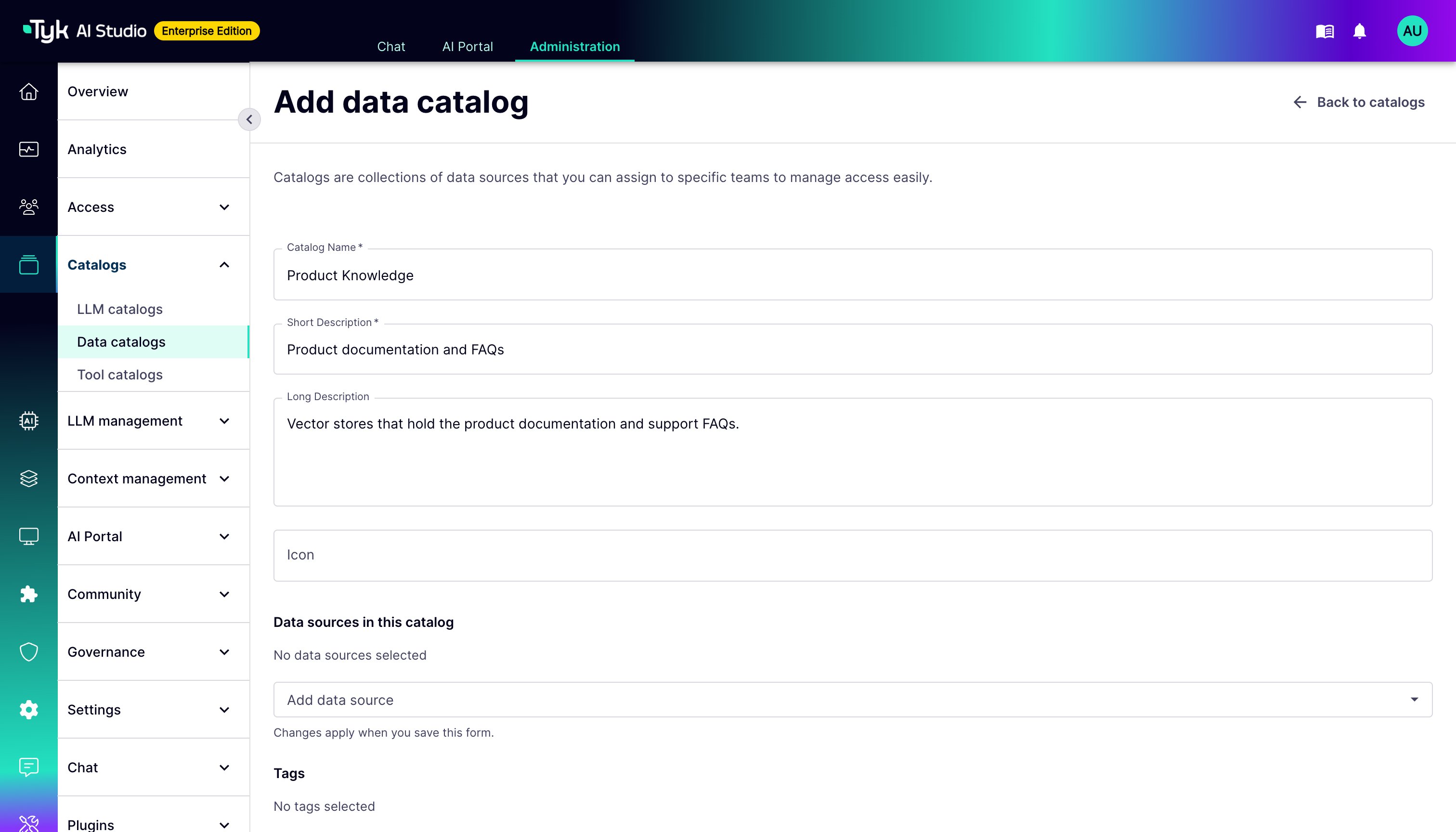 Add Data Catalog Form