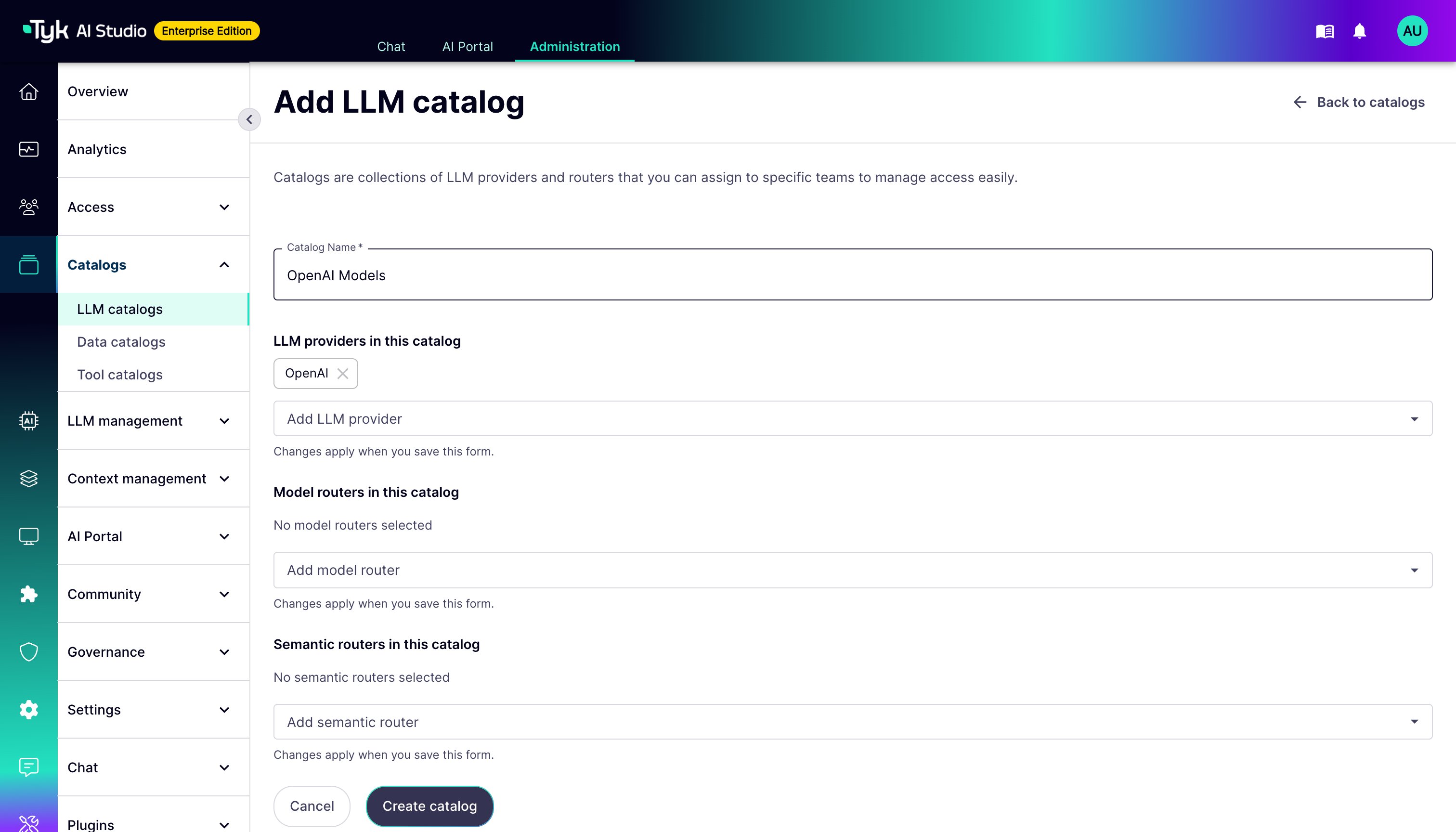 Add LLM Catalog Form