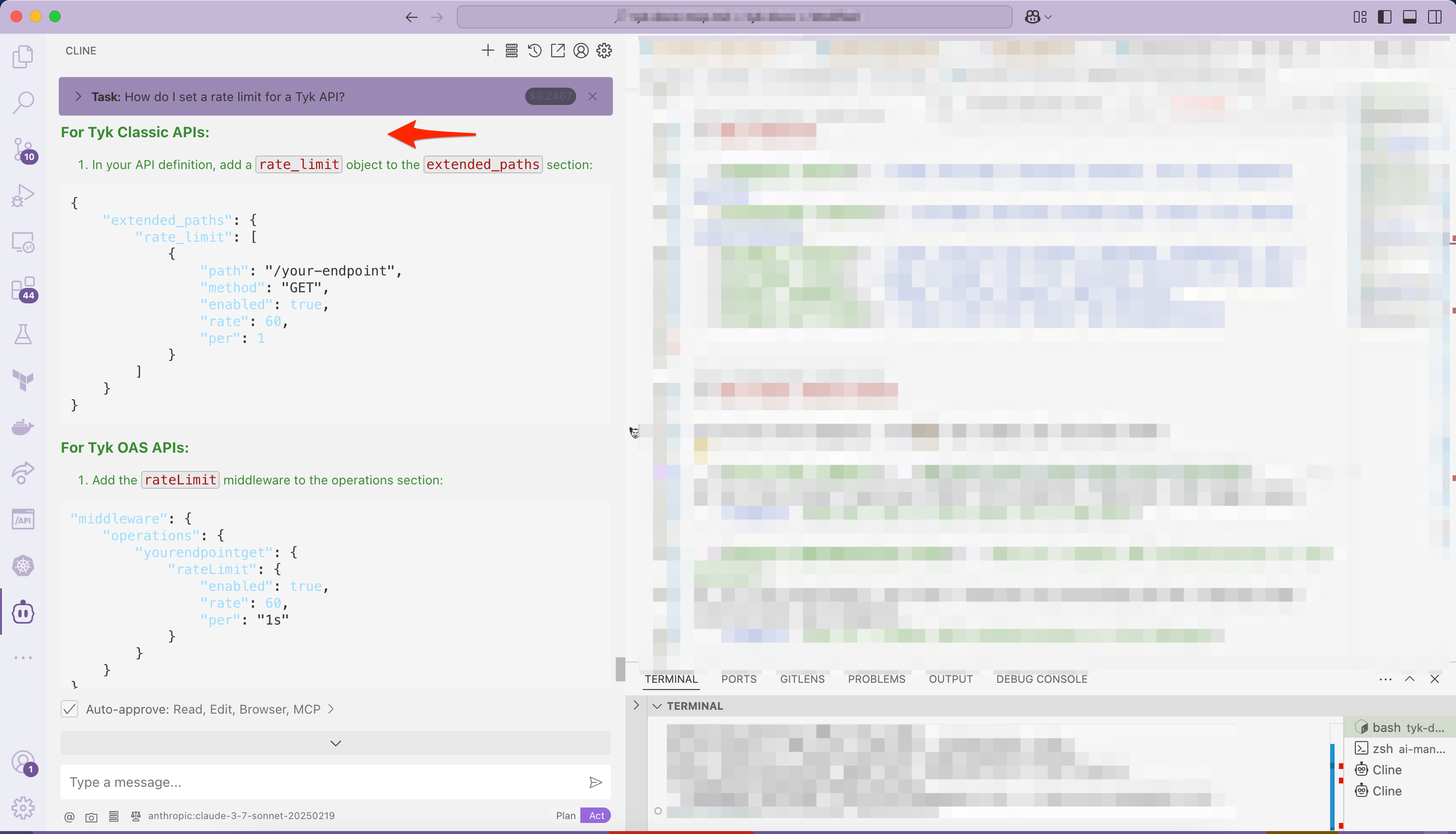 Screenshot of the response to request of AI to create a new user