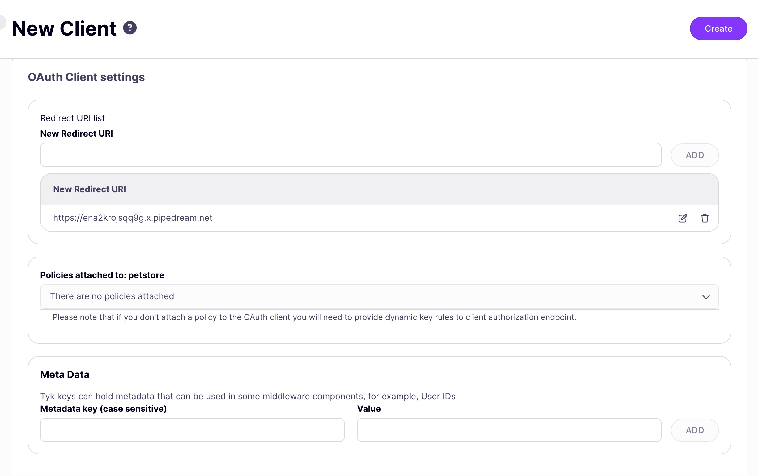 Add New OAuth Client