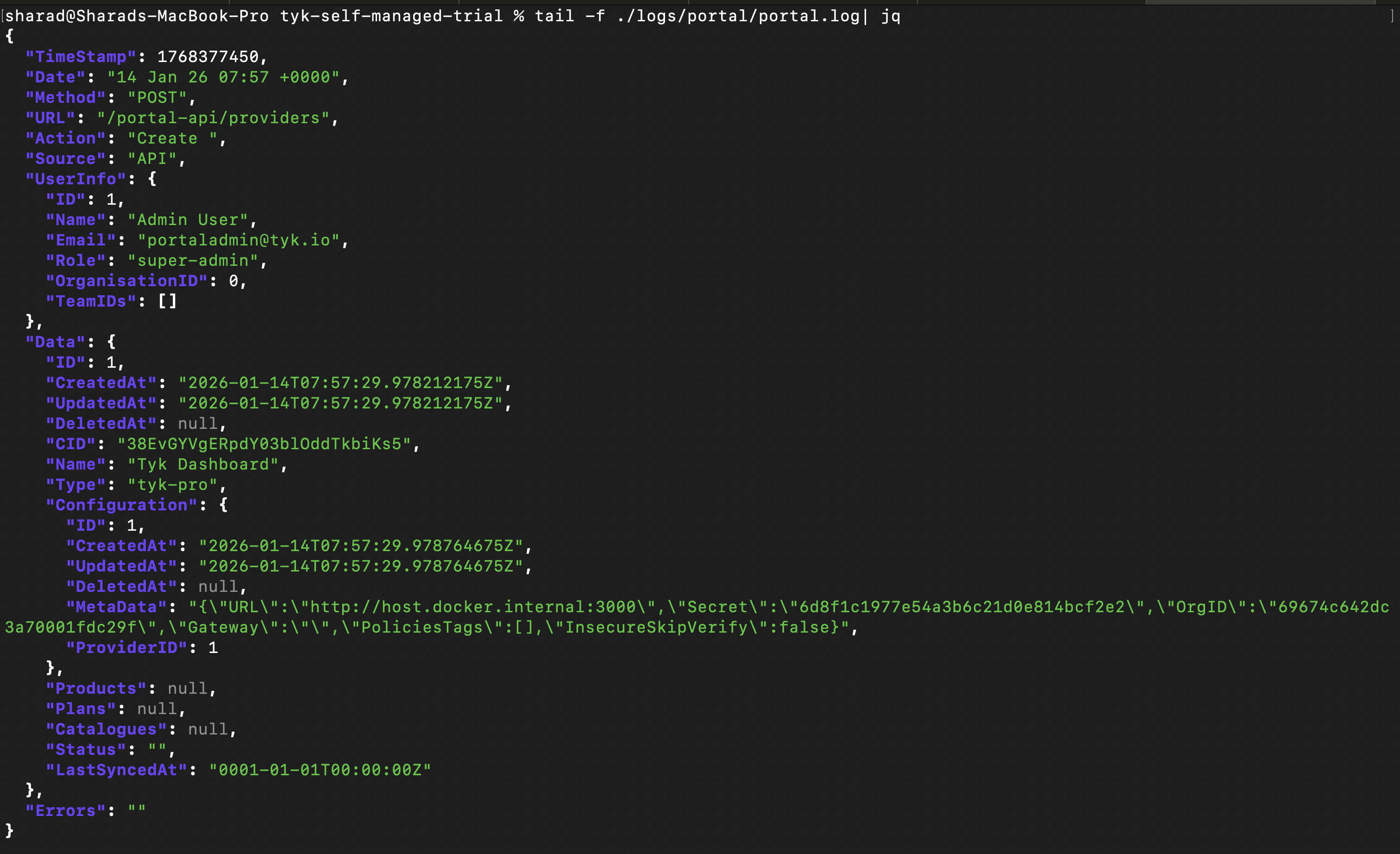Enable and View Audit Logs in Tyk Developer Portal - Tyk Documentation