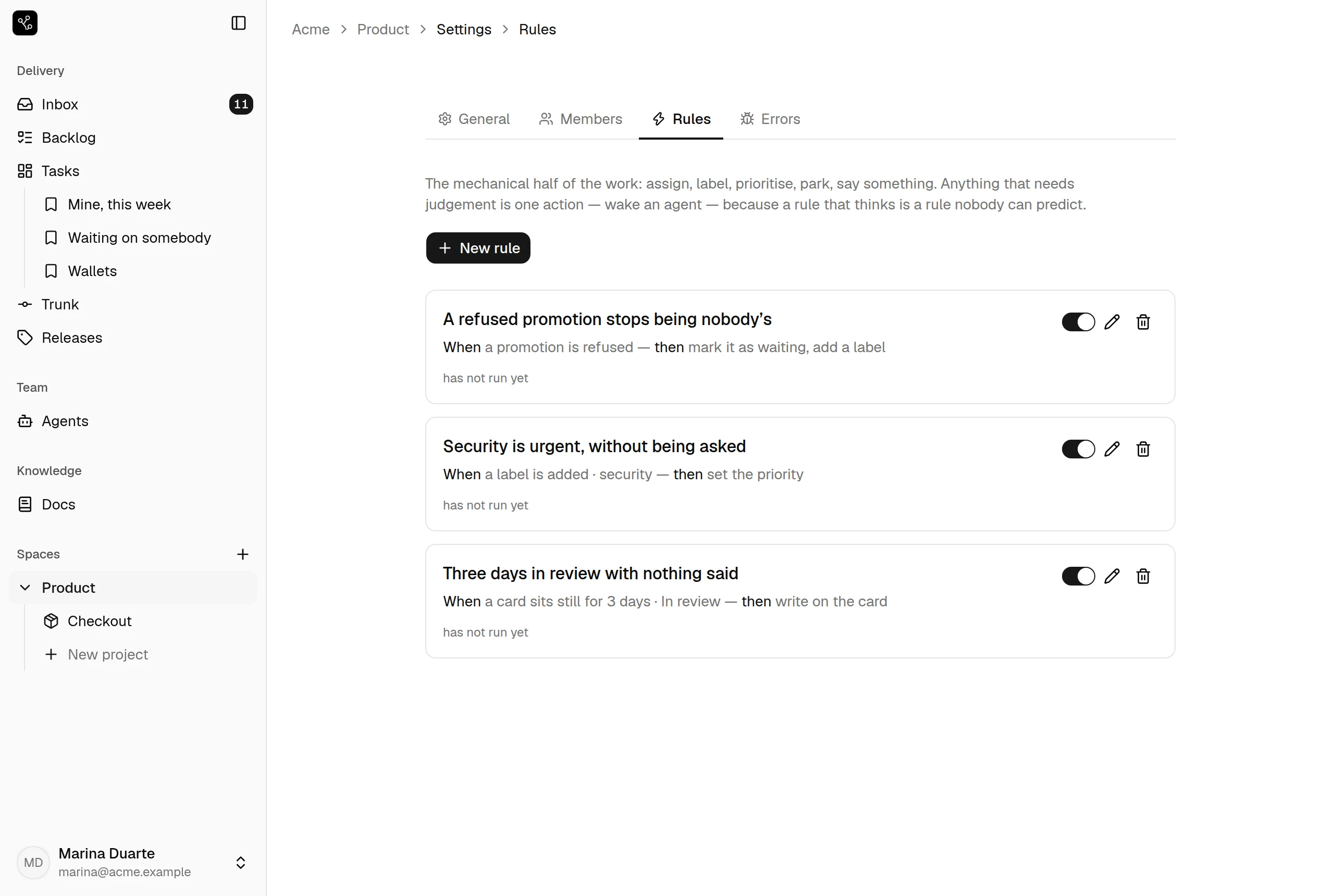 Automation rules in Tylon