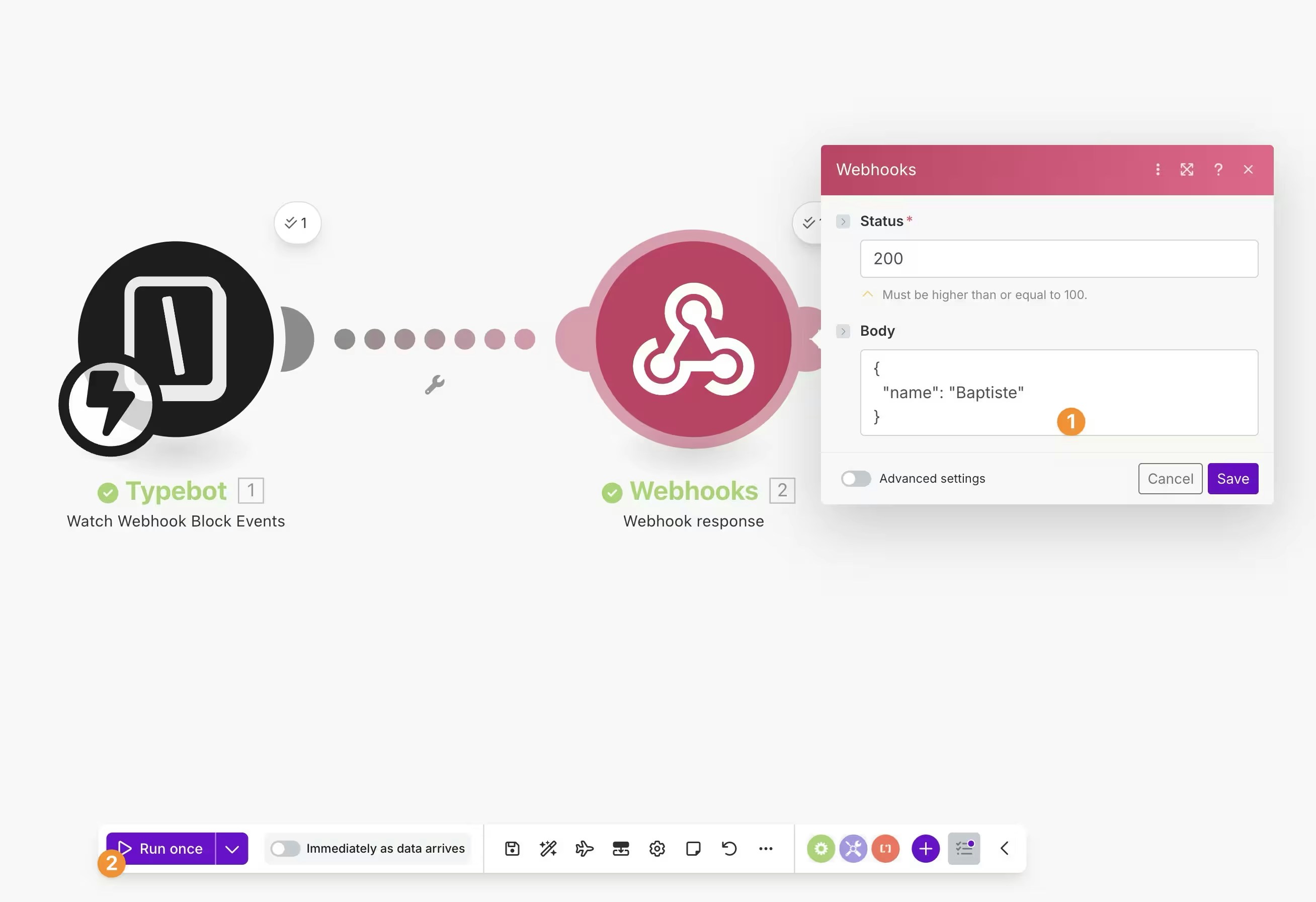 Make.com block webhook response module