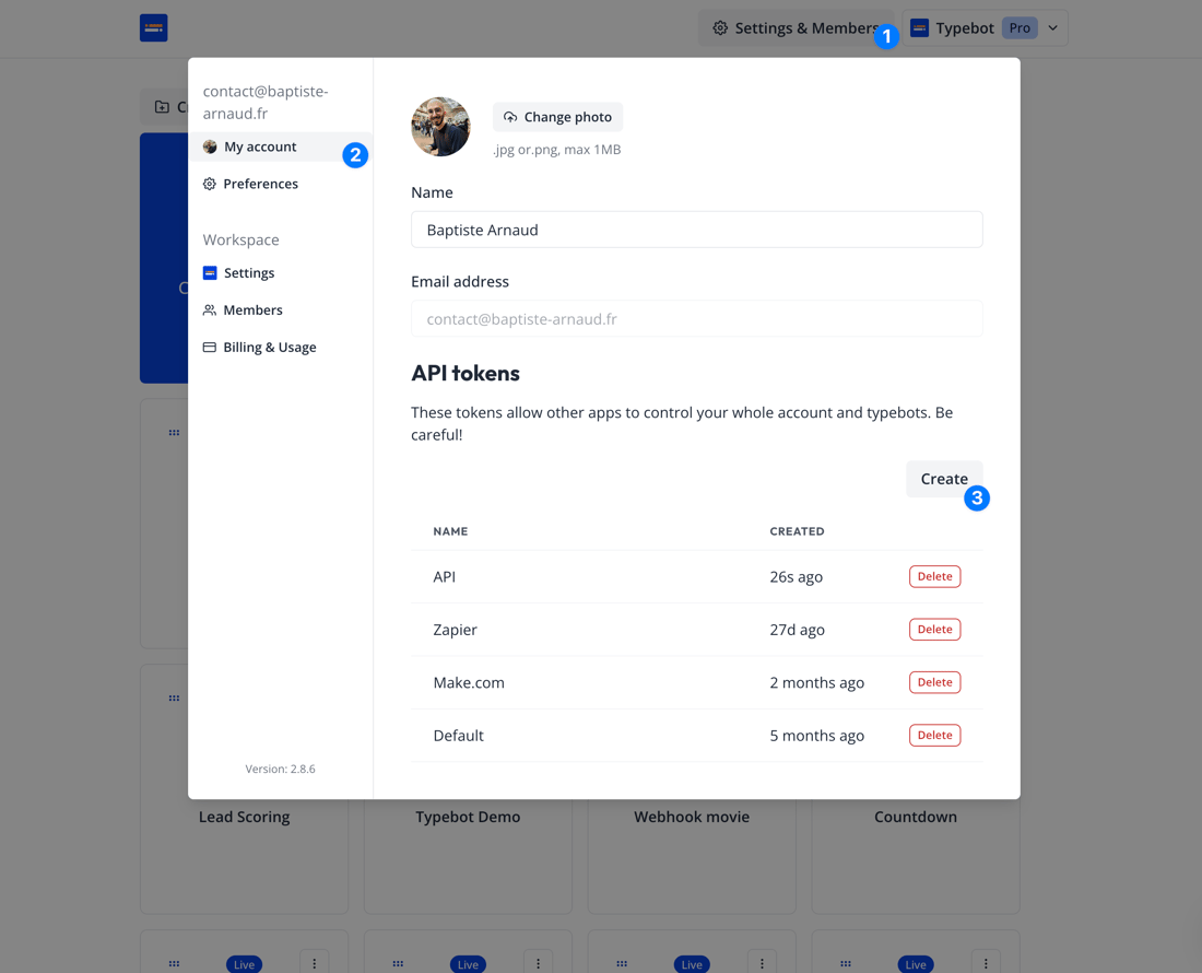 Authentication Generate Authentication - Typebot Docs
