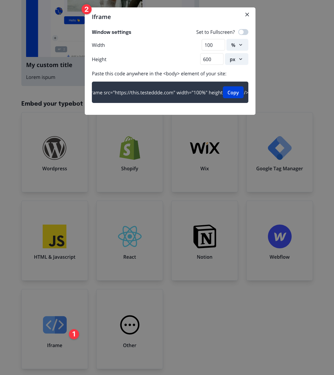 Iframe - Typebot Docs