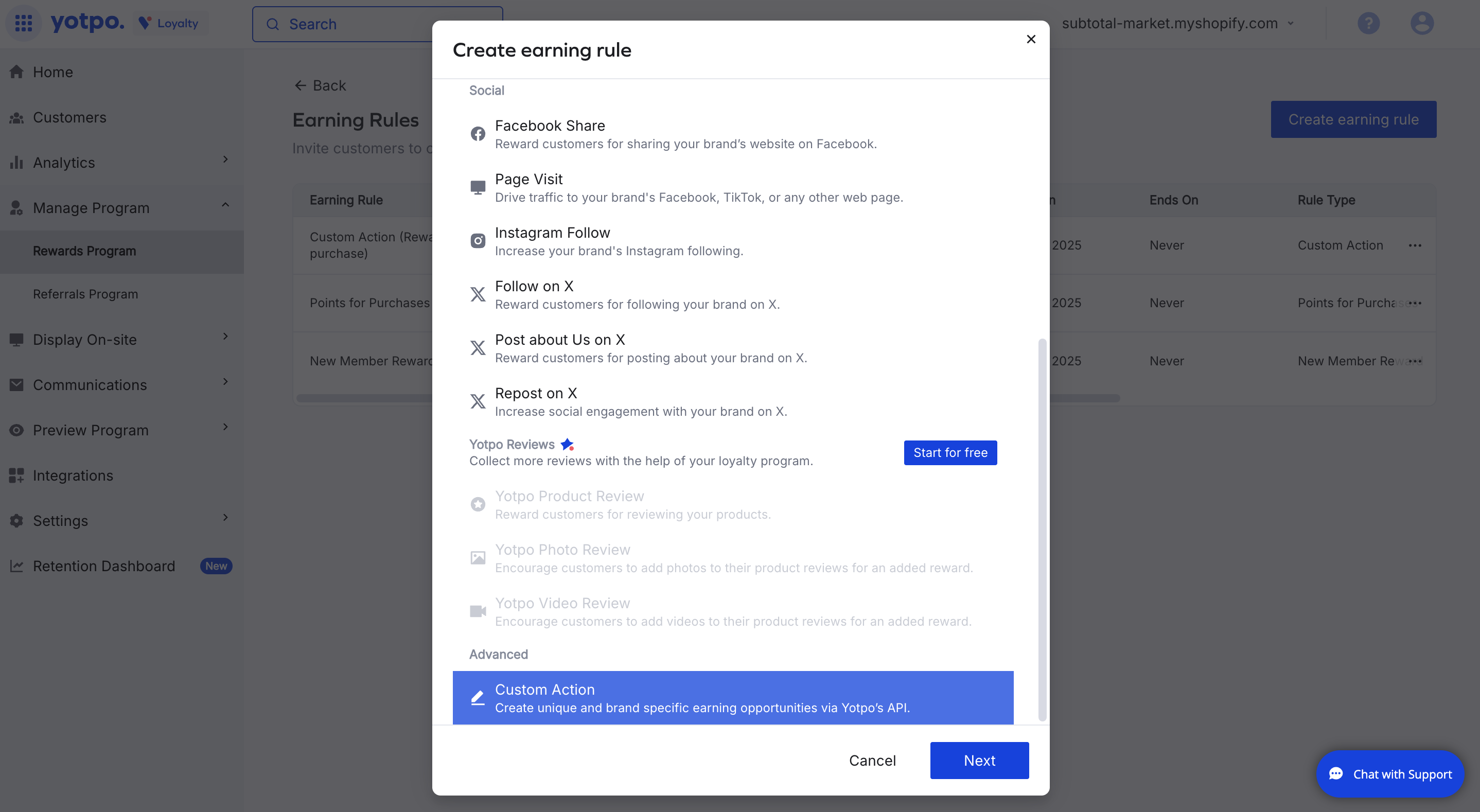 Create an earning rule