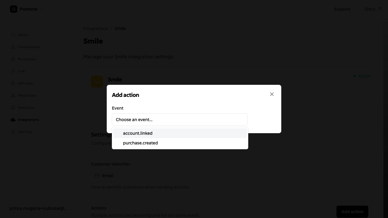 smile integration settings